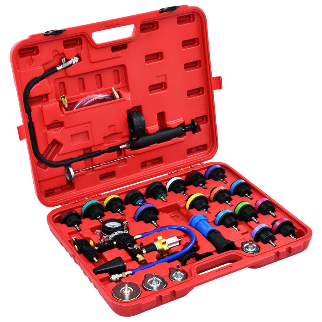 Cooling System & Radiator Cap Pressure Tester 28 Piece Temperature Kit vidaXL