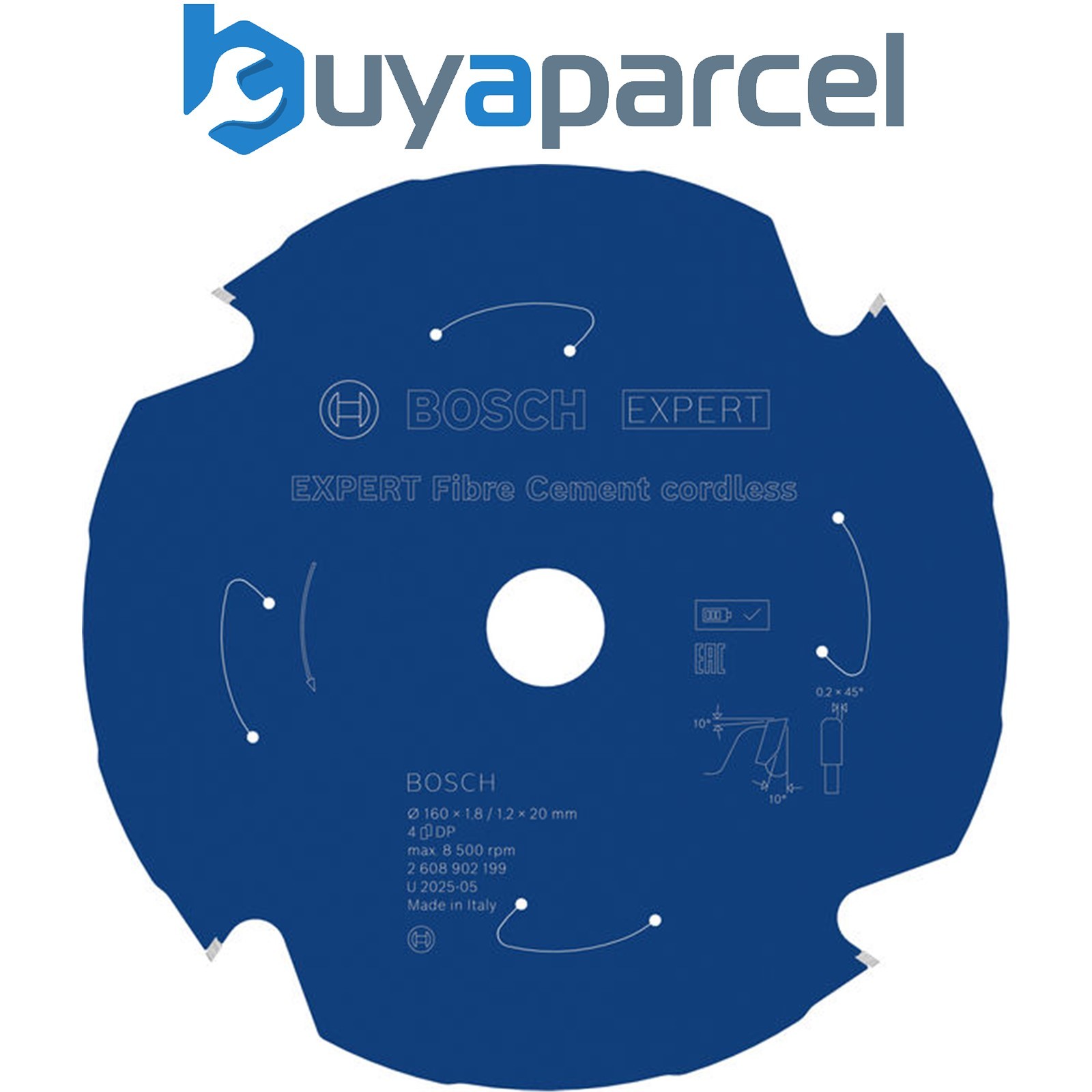 Bosch EXPERT Fibre Cement Circular Saw Blade 160 x 1.8/1.2 x 20mm T4 2608902199