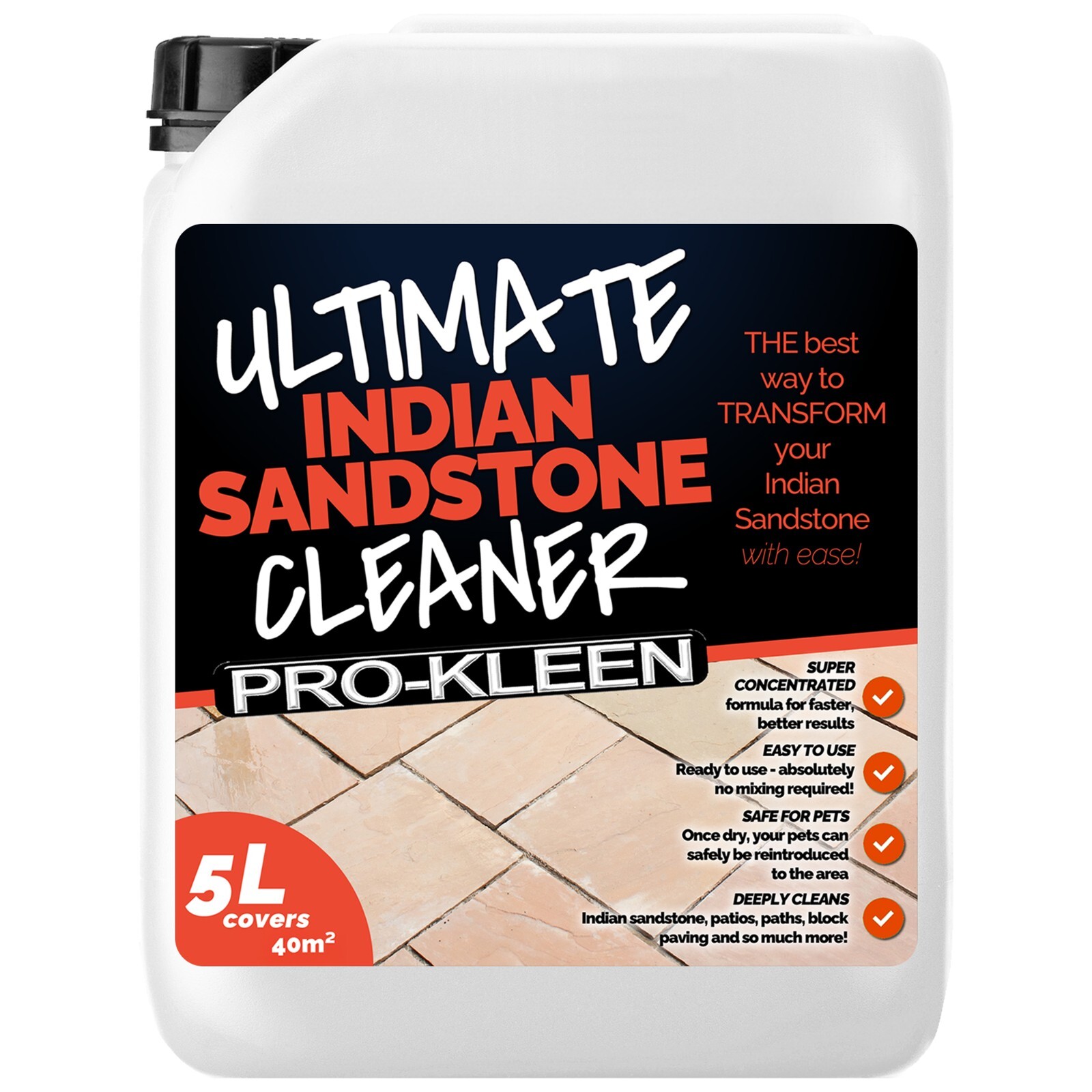 ProKleen Ultimate Indian Sandstone Cleaner Drives Patio Slabs Paths 5L
