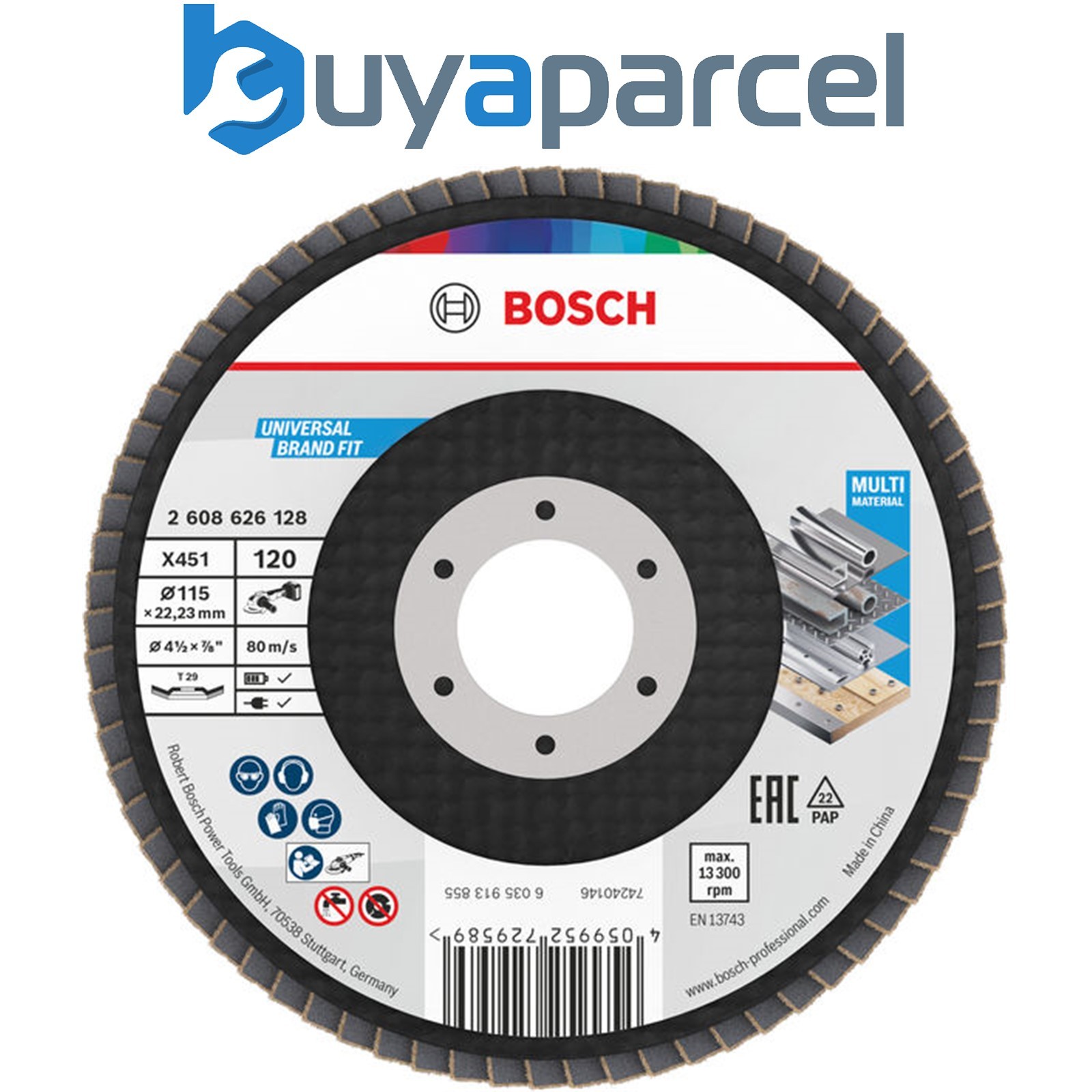 Bosch Flaps discs X451 Flap Disc 115 x 22.23 mm G120 T29 15 pcs 2608626170