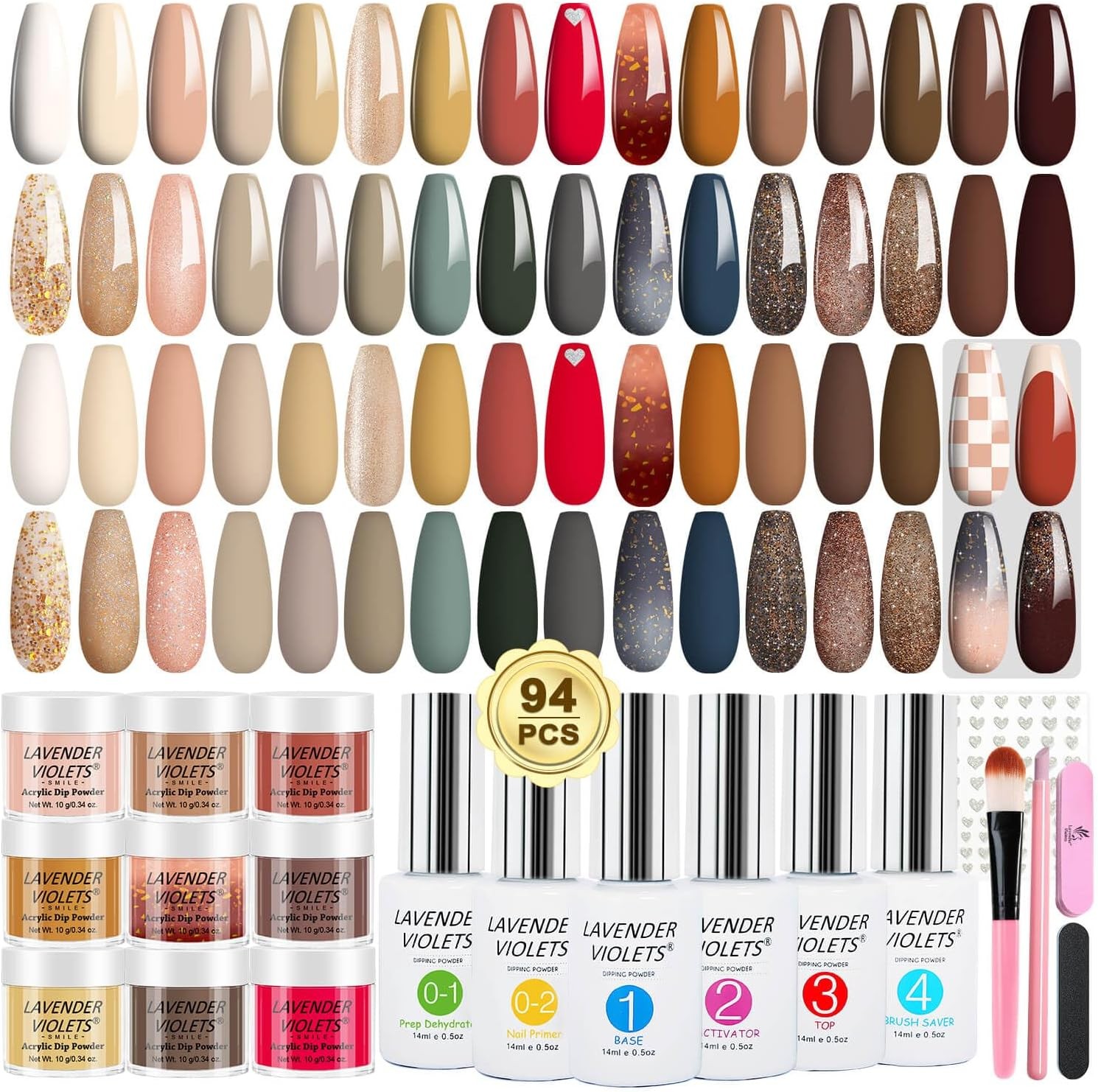 Lavender Violets Dip Powder Nail Kit 30 Colors Morandi Misty Glitter Skin Nude