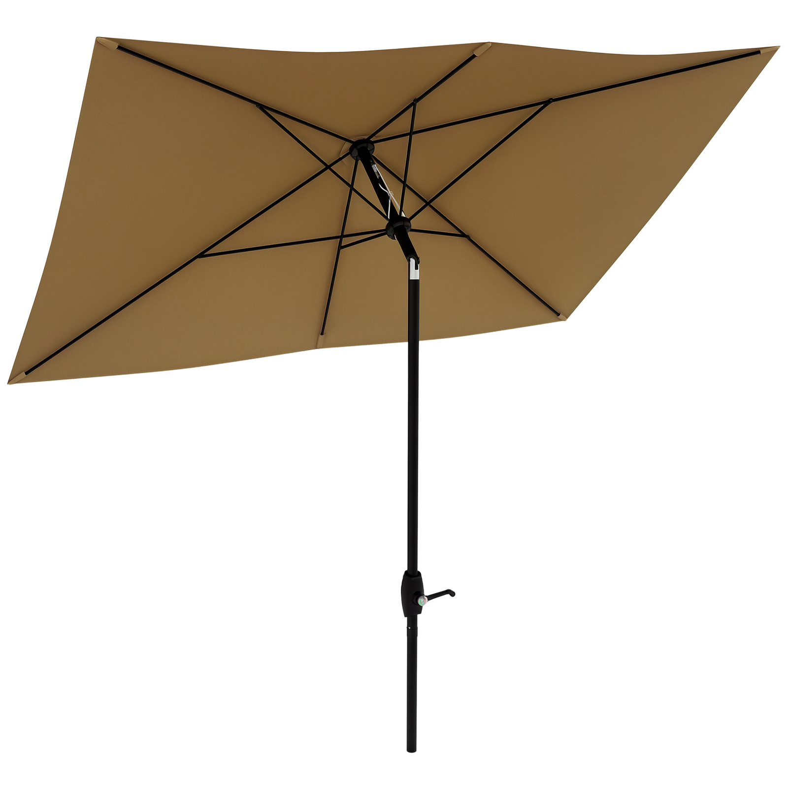 Outsunny 2 x 3(m) Garden Parasol Rectangular Market Umbrella w/ Crank Brown
