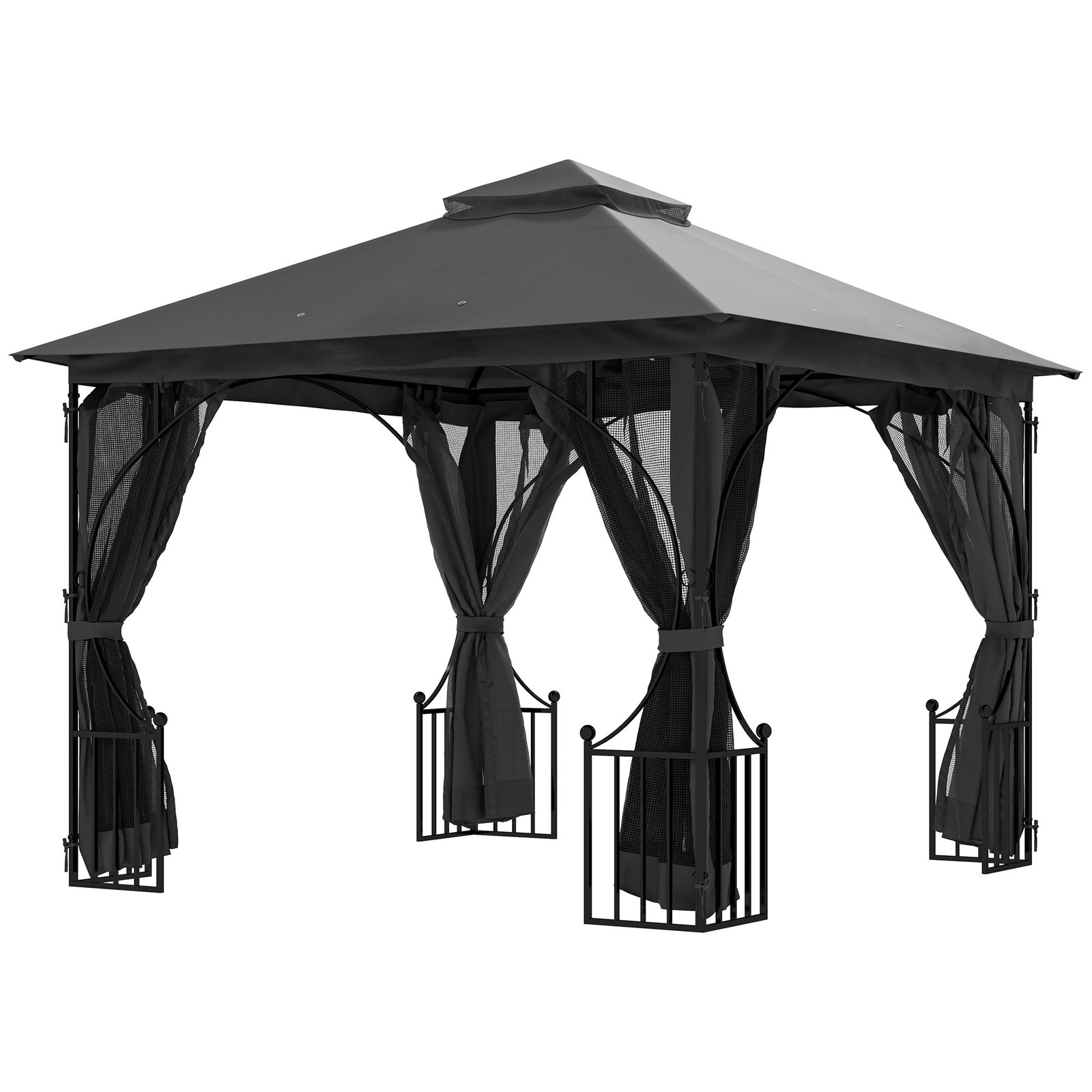 Outsunny Gazebo Party Tent Canopy Sun Shade for Patio Garden 3x3(m)