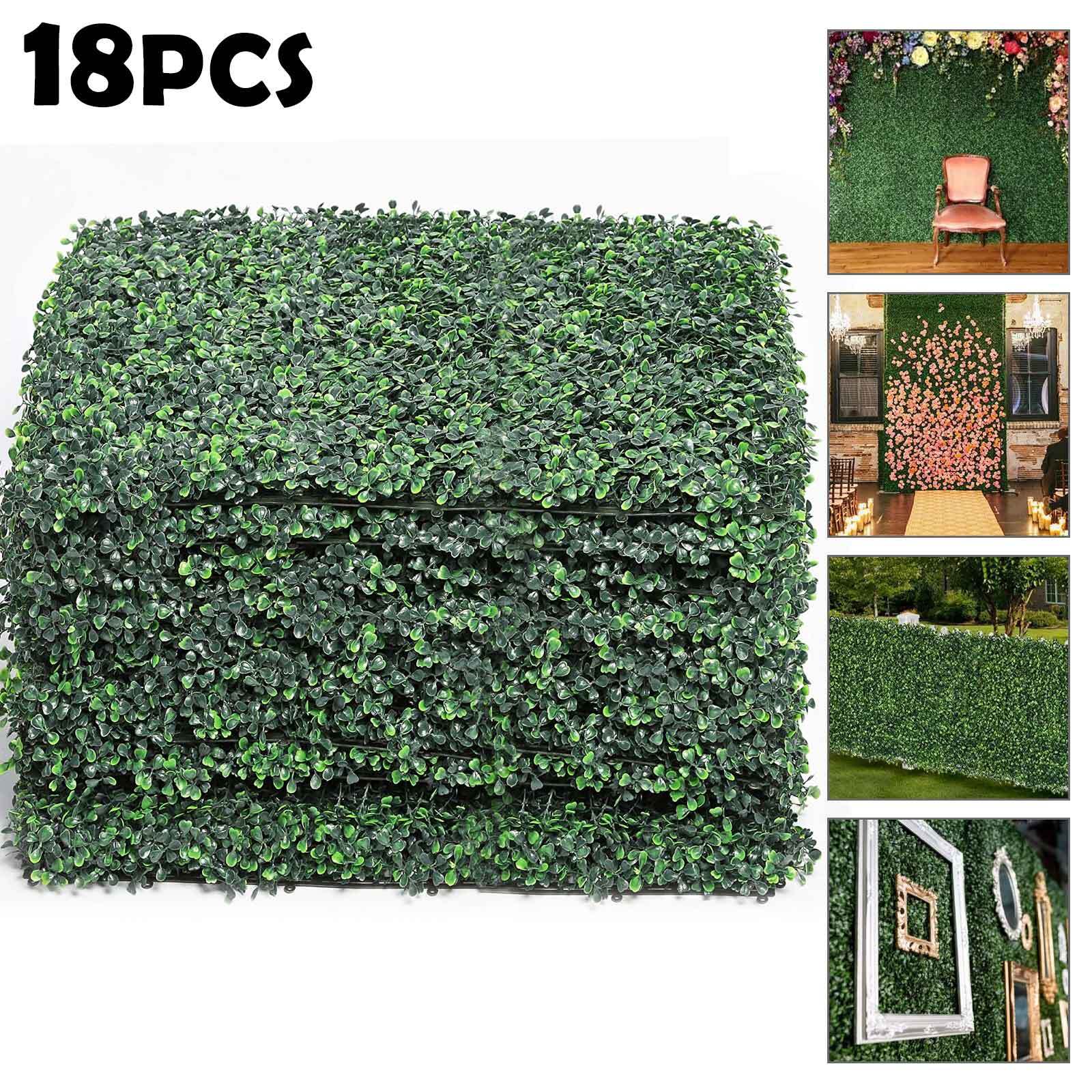 18x Artificial Plant Wall Mat Fence Greenery Panel Decor Foliage Hedge Grass Set