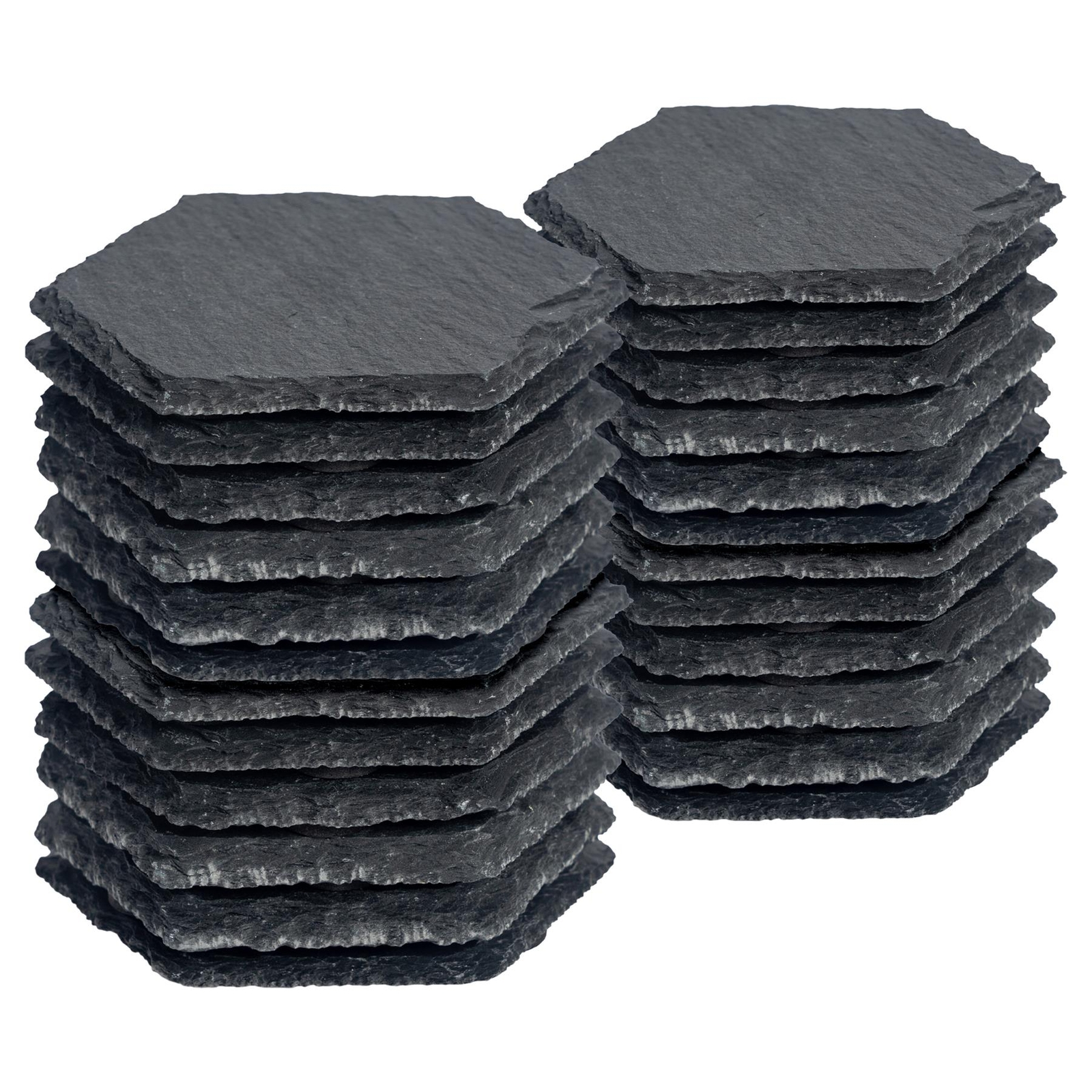 24x Hexagon Slate Coasters 9.5cm Natural Drinks Coaster Table Mat Gift Set