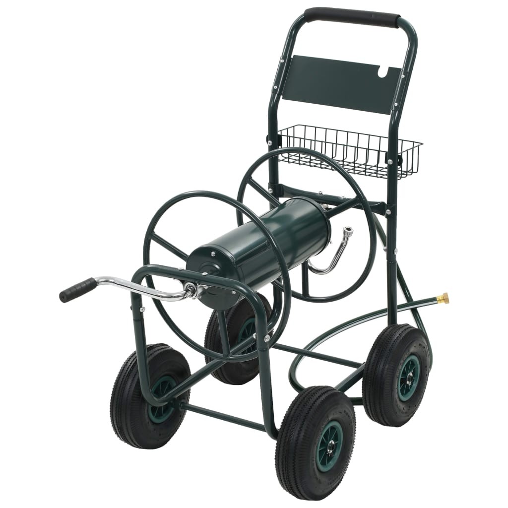 Garden Hose Trolley with 1/2" Connector 75m Steel Cart Organiser vidaXL