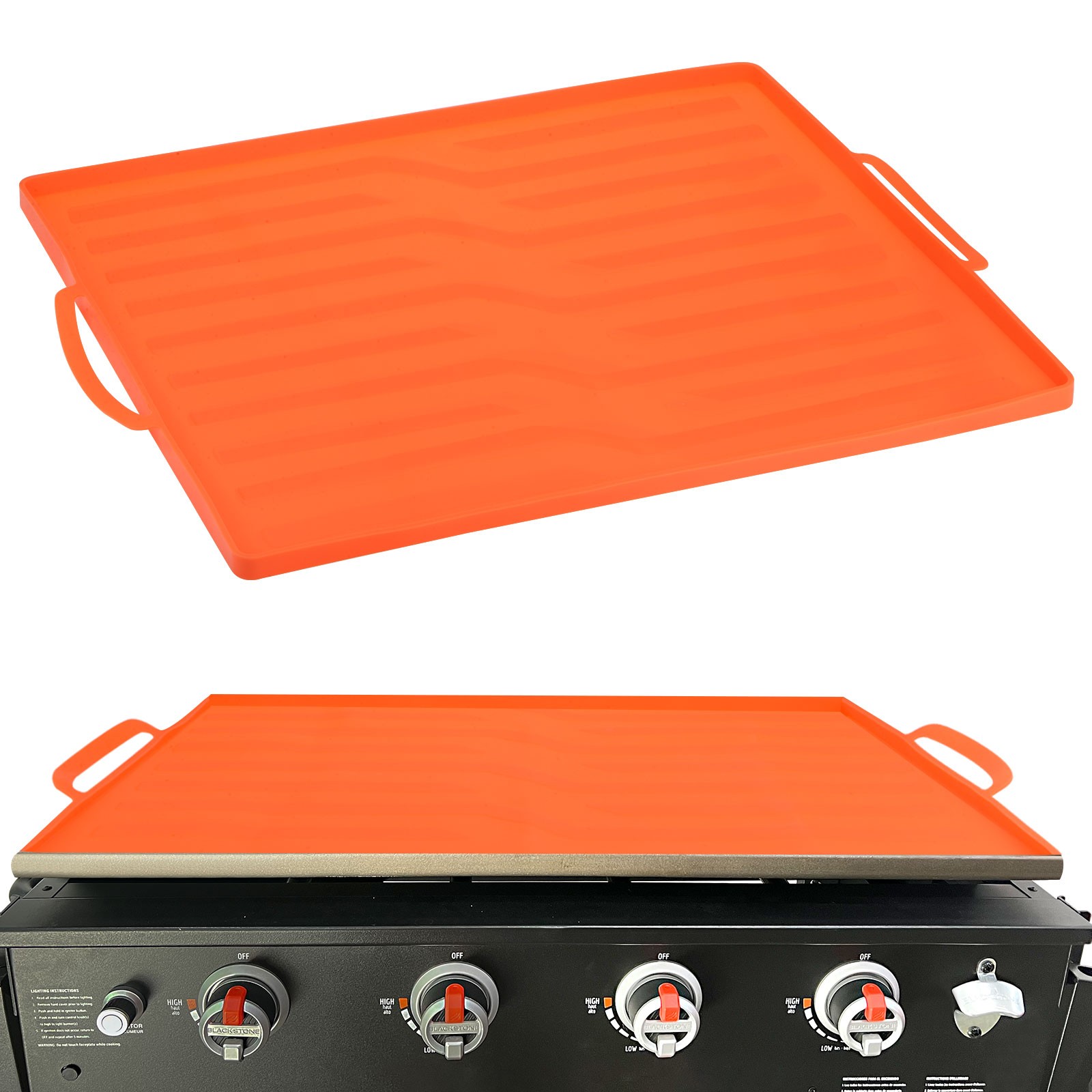 Griddle Mat Silicone Protective Cover Mat 36" Long Orange.