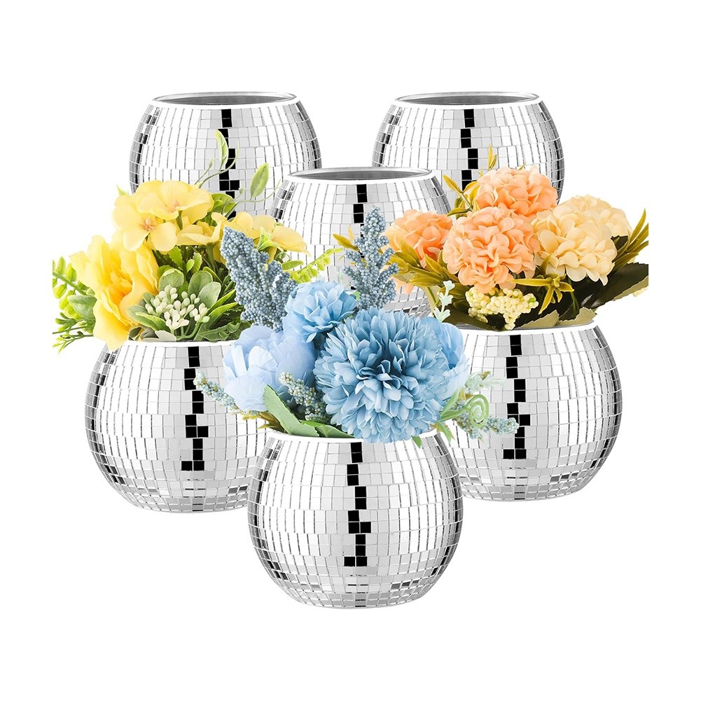 6 Pcs Disco Vase Disco Planter for Centerpieces Disco Decor Flower Vase2860