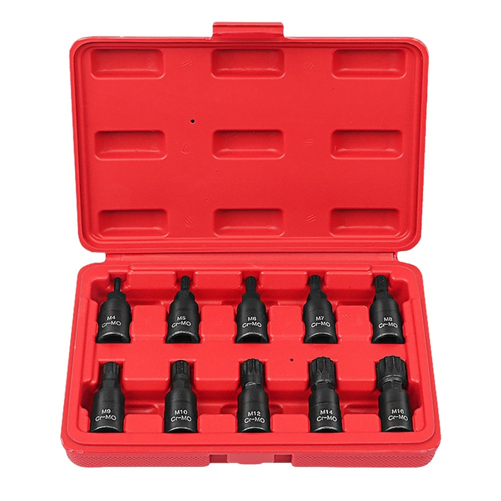10PCS 12 Point Socket Wrench Set Universal 3/8 Square Drive Socket Set -M167031