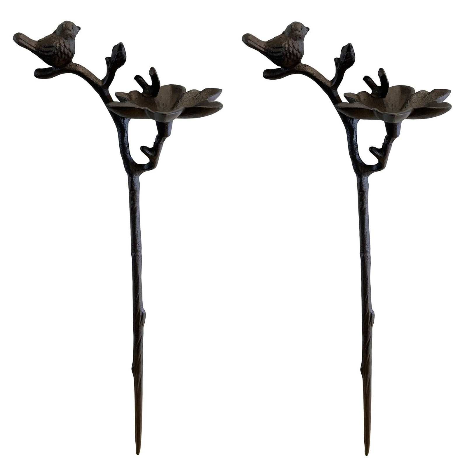 Cast Iron Wild Bird Feeder Stake Ornamental Garden Decorative - Pack of 2