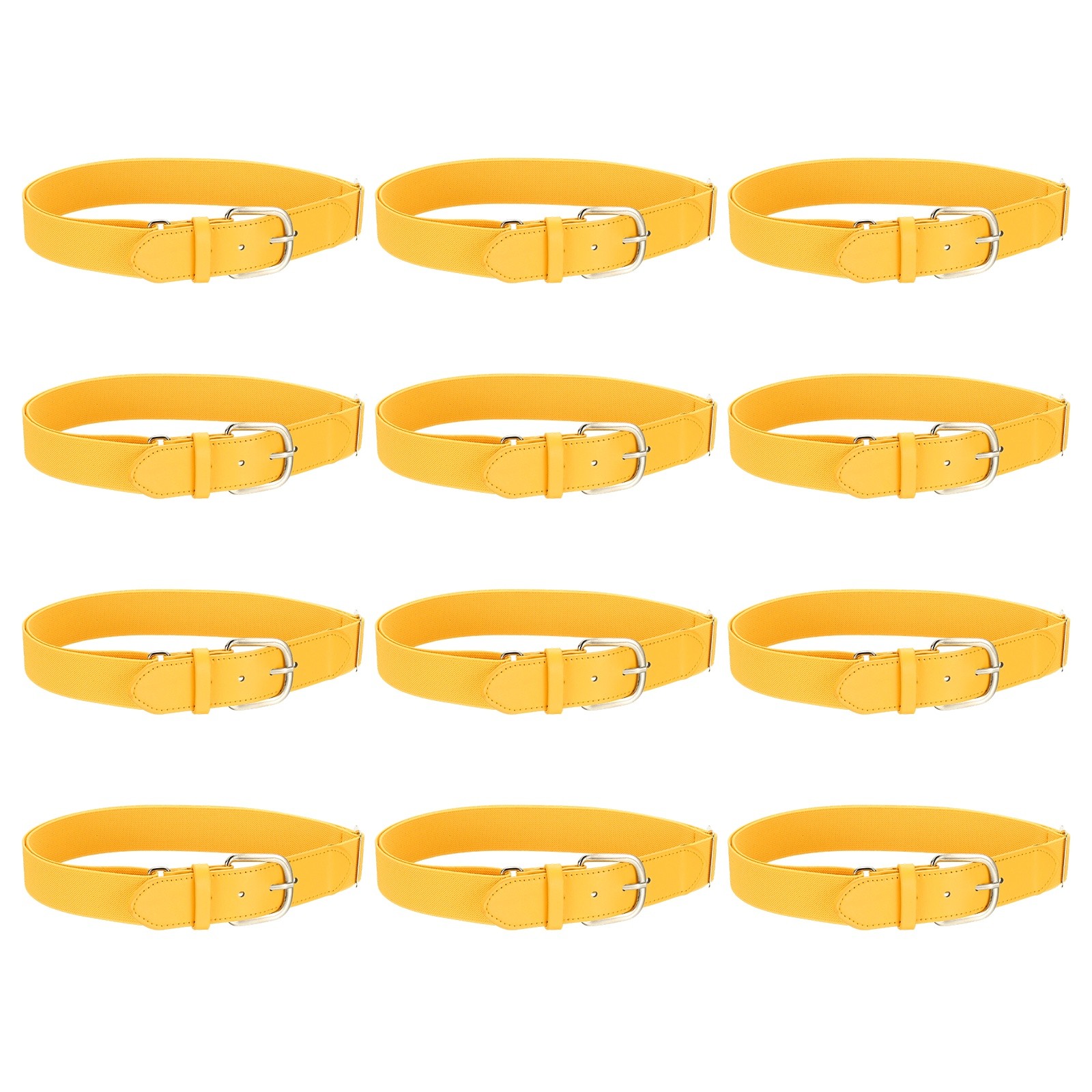Baseball Belt Softball Belt Fit for Adult- (12 Pack, Yellow)