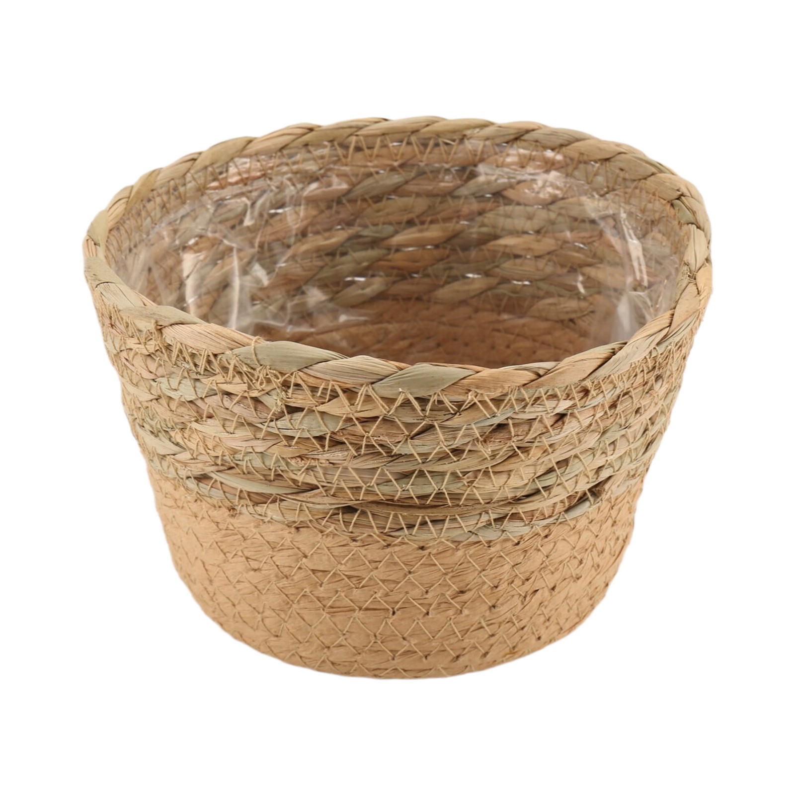 6X(Straw Weaving Flower Plant Pot Wicker Basket Rattan Flowerpot Storage4371