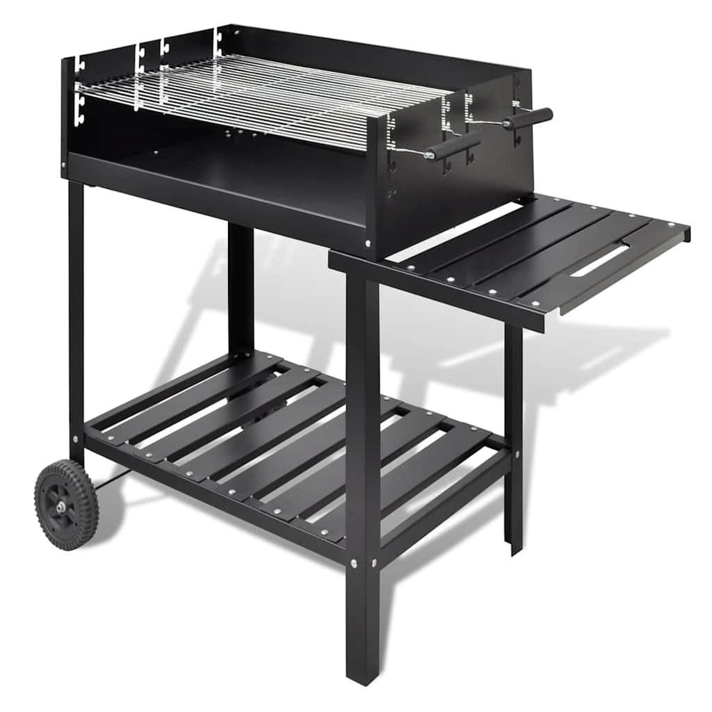 BBQ Stand Charcoal Barbecue 2 Wheels Outdoor Pedestal Grill Smoker vidaXL