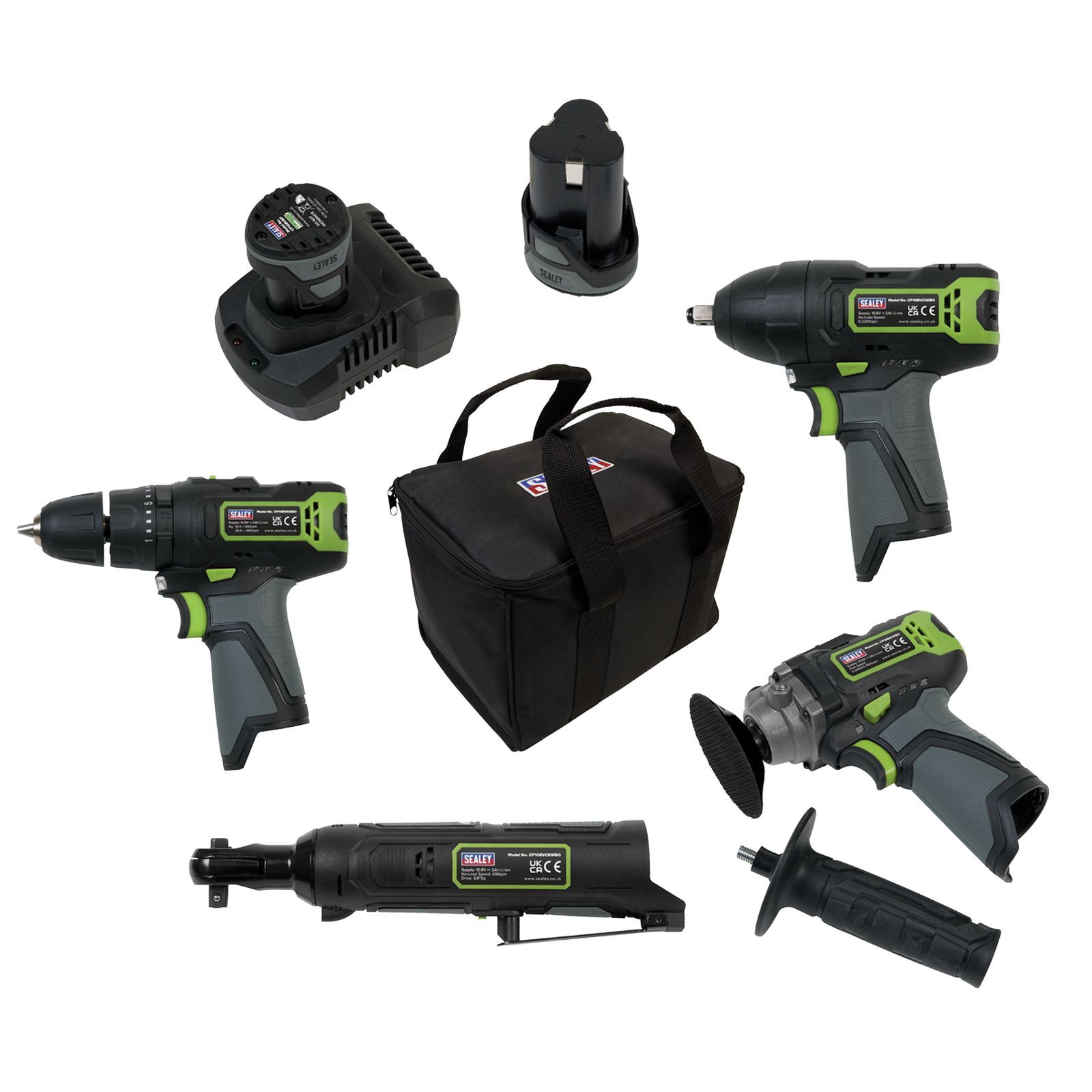 Sealey SV108 Series 4 x 10.8V Cordless Combo Kit - 2 Batteries - CP108VCOMBO1