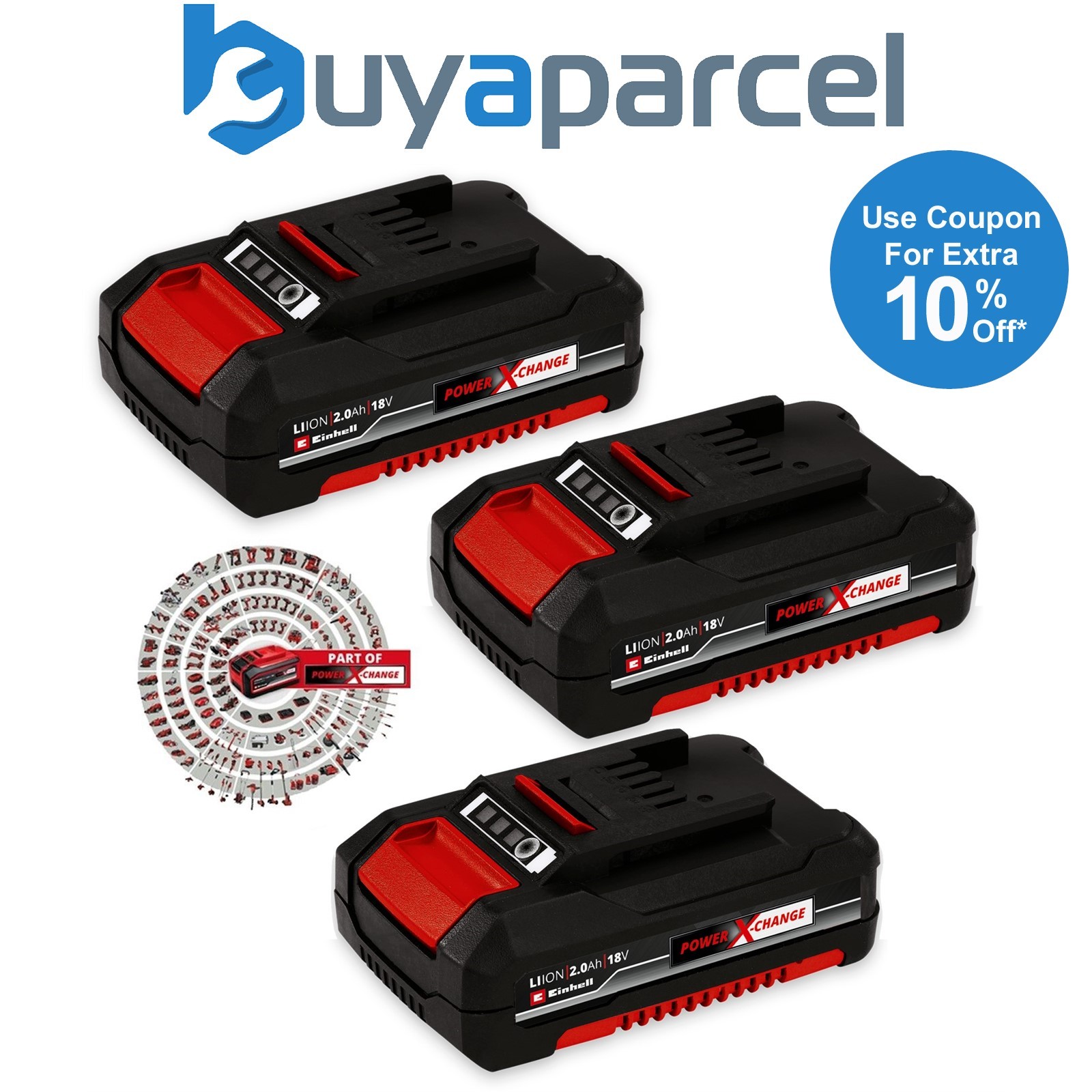 Einhell Power X Change 18v Lithium Ion 2.0ah Battery PX-BAT2 EINPXBAT2 Ozito x 3