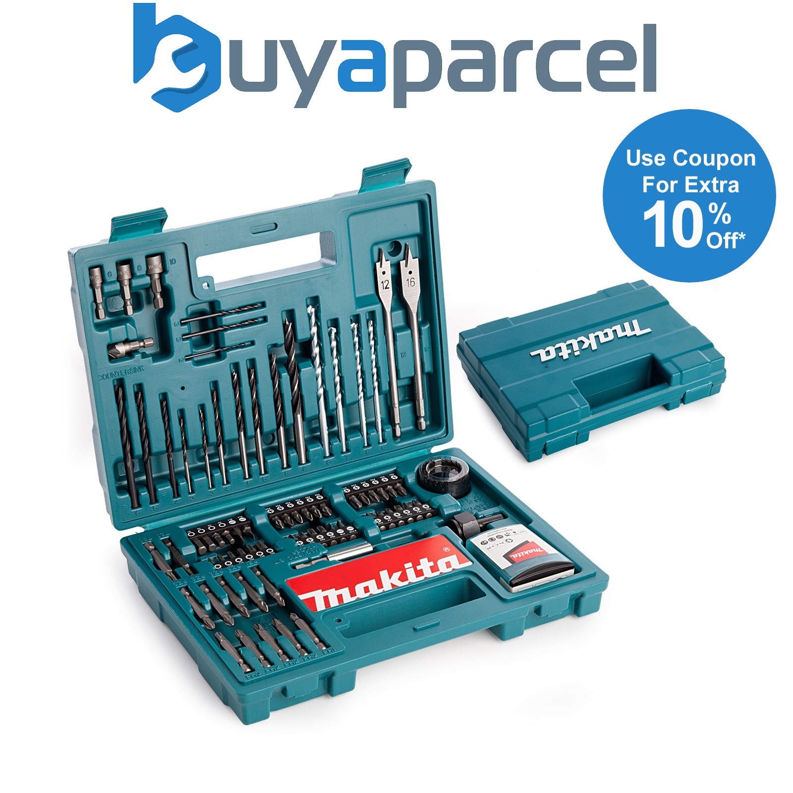 Makita 100 Piece Drill Bit Holesaw Masonry HSS Drill Socket Flat Bit Set + Case