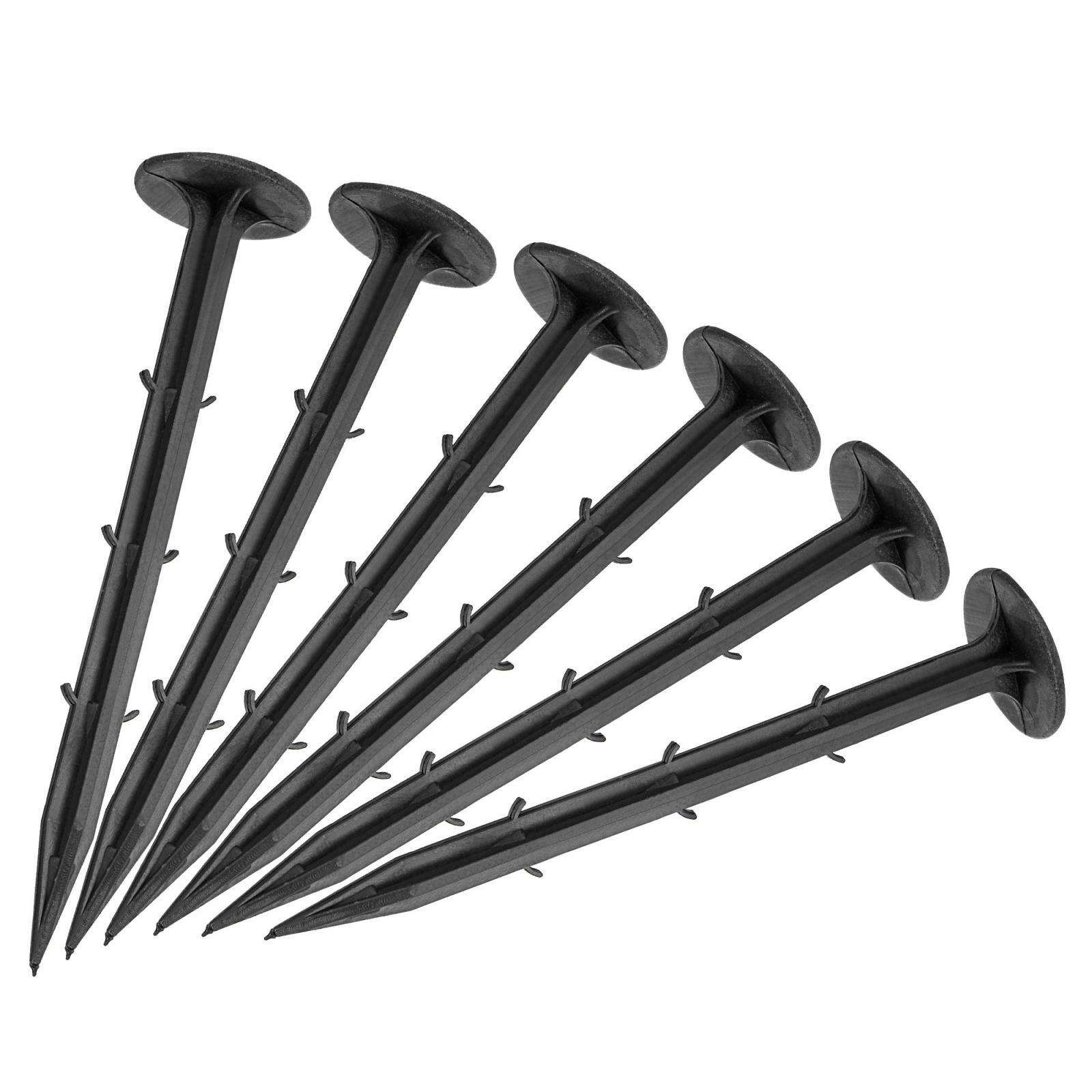 100Pcs Garden Stakes Pegs 15cm/6 Inch Plastic Landscape Spikes Black