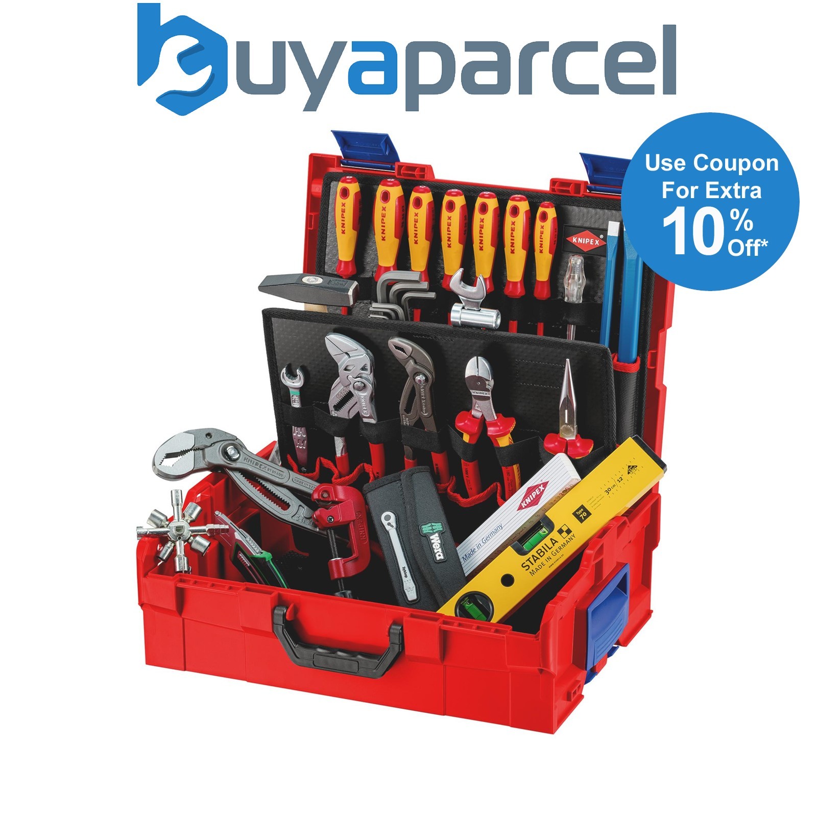 Draper 25026 KNIPEX 00 21 19 LB S L-BOXX Plumbing Tool Kit, 52 Parts, 357mm