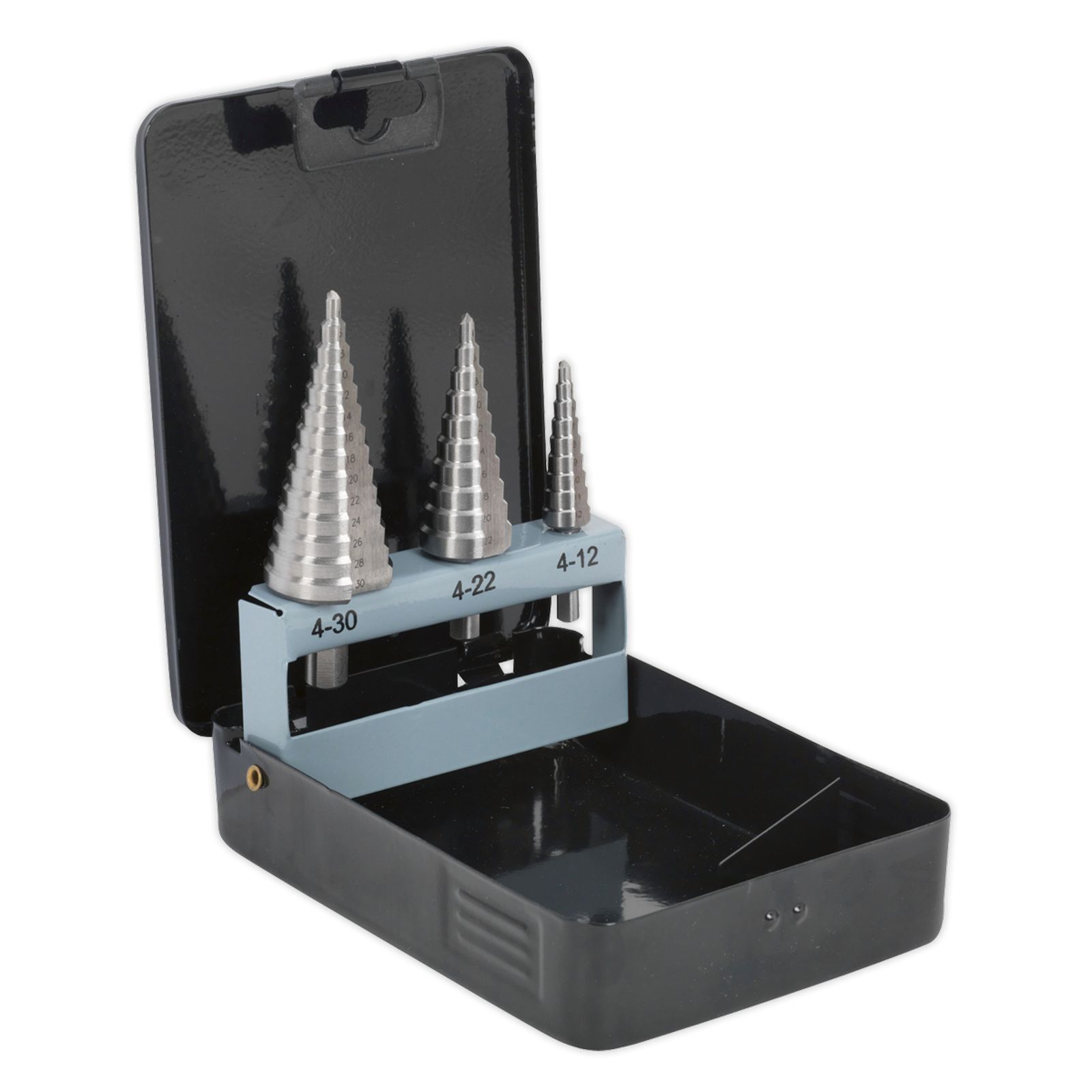 Sealey HSS 4341 Step Drill Bit Set 3pc Double Flute - Part No. AK4746