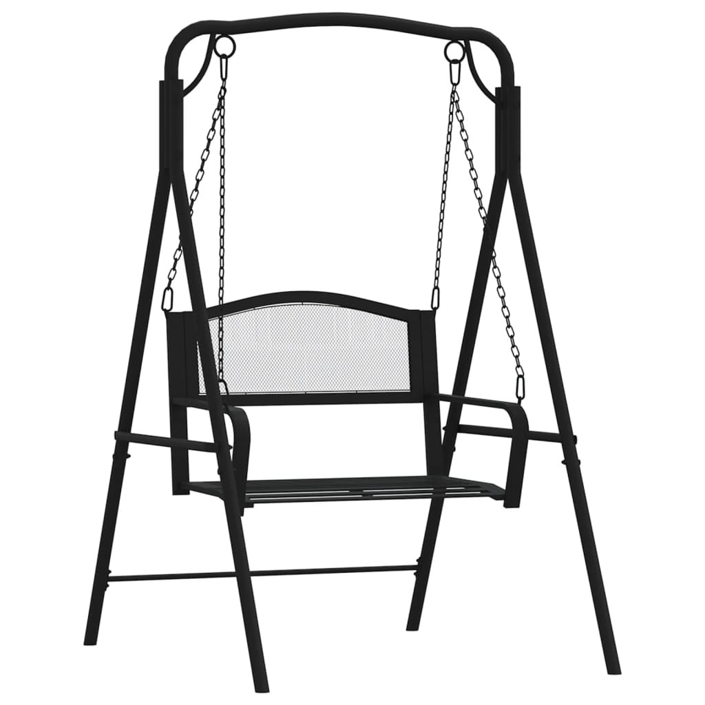 Swing Bench 124 cm Black Steel Outdoor Hanging Seating Chair vidaXL