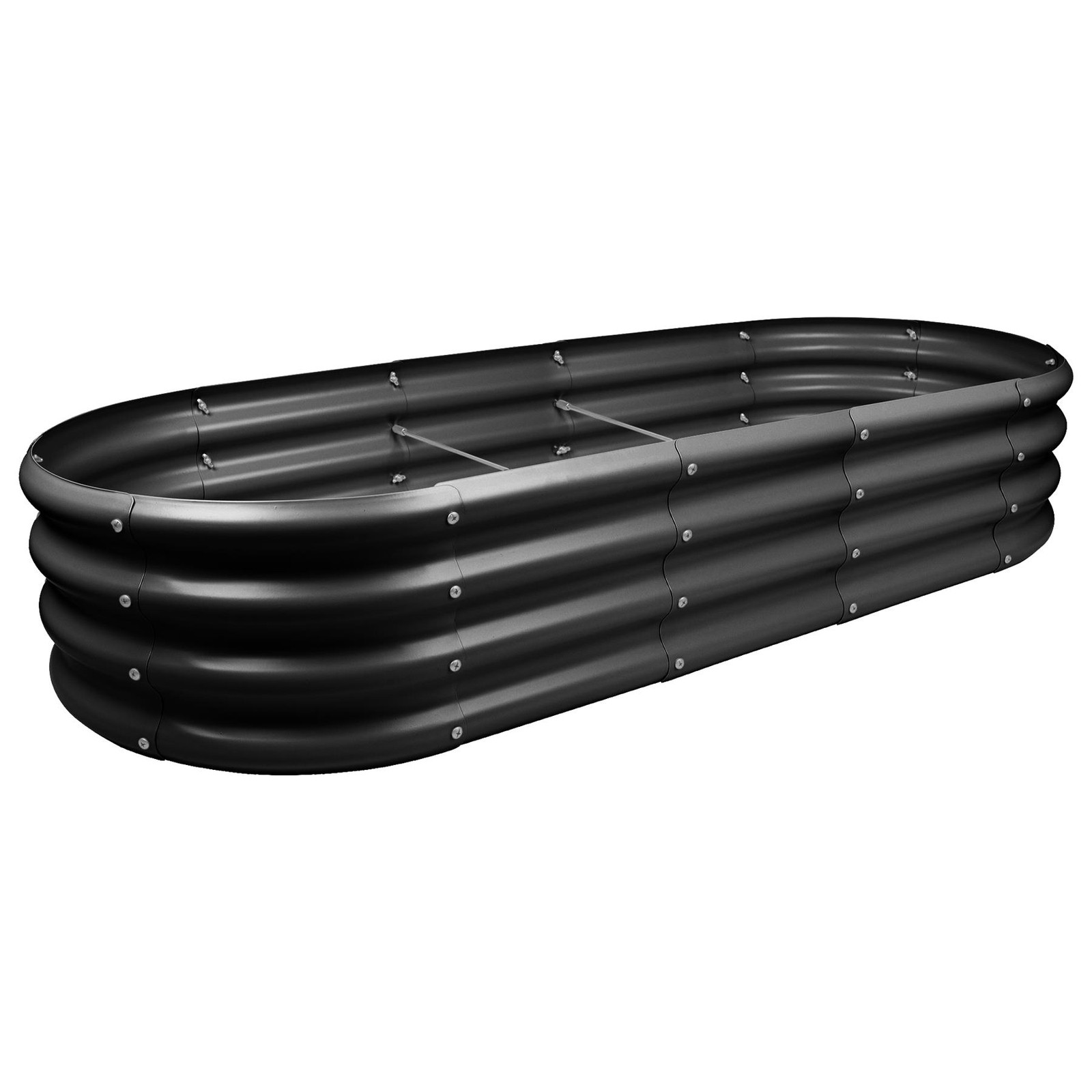 1x Anthracite 180cm x 90cm Rounded Galvanised Steel Raised Garden Bed Planter