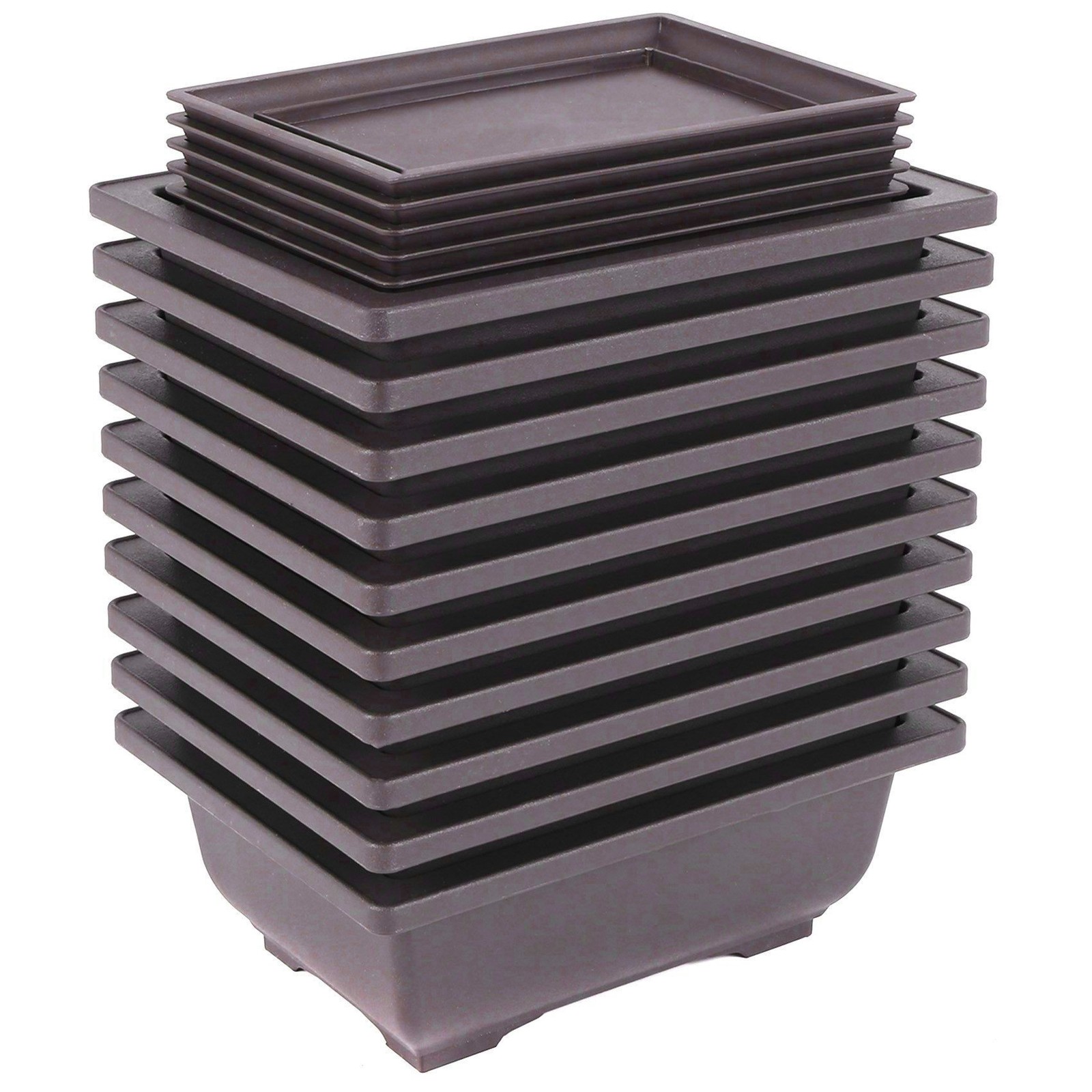 10 Packs Bonsai Training Pots with Tray Plastic Bonsai Plants Growing Pot5422