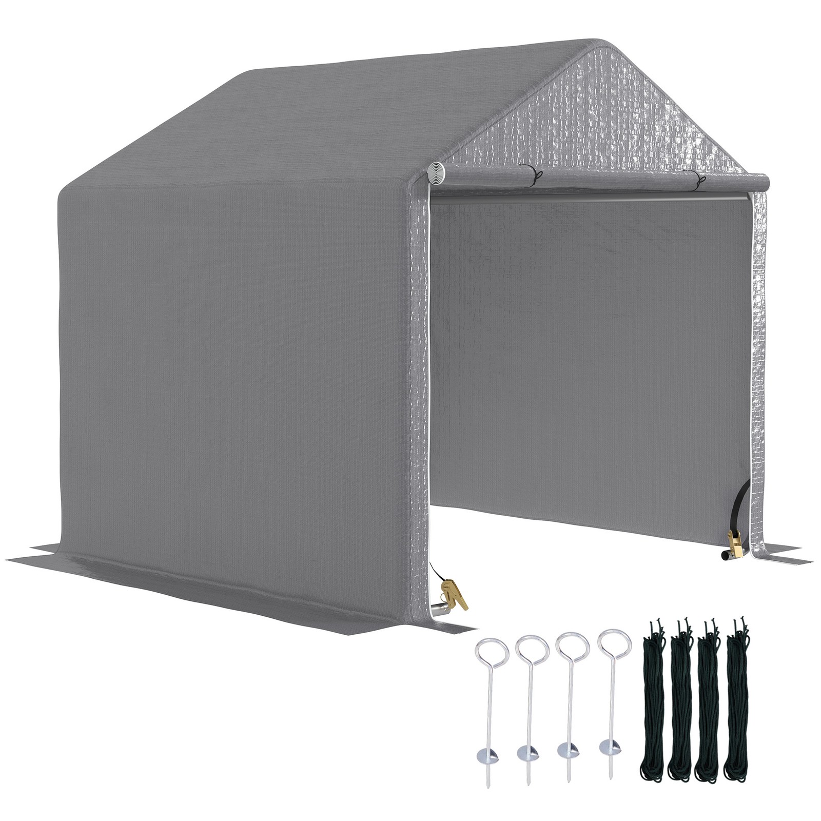 Outsunny 6.5' x 6.5' x 6.5' Temporary Garden Shed Storage Tent, Grey