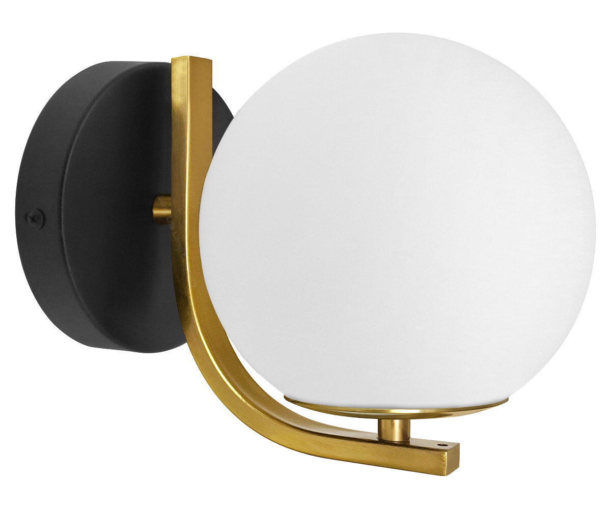 Indoors Opal Globe Wall Light Brass Frosted Glass Wall Sconce Sphere H3138