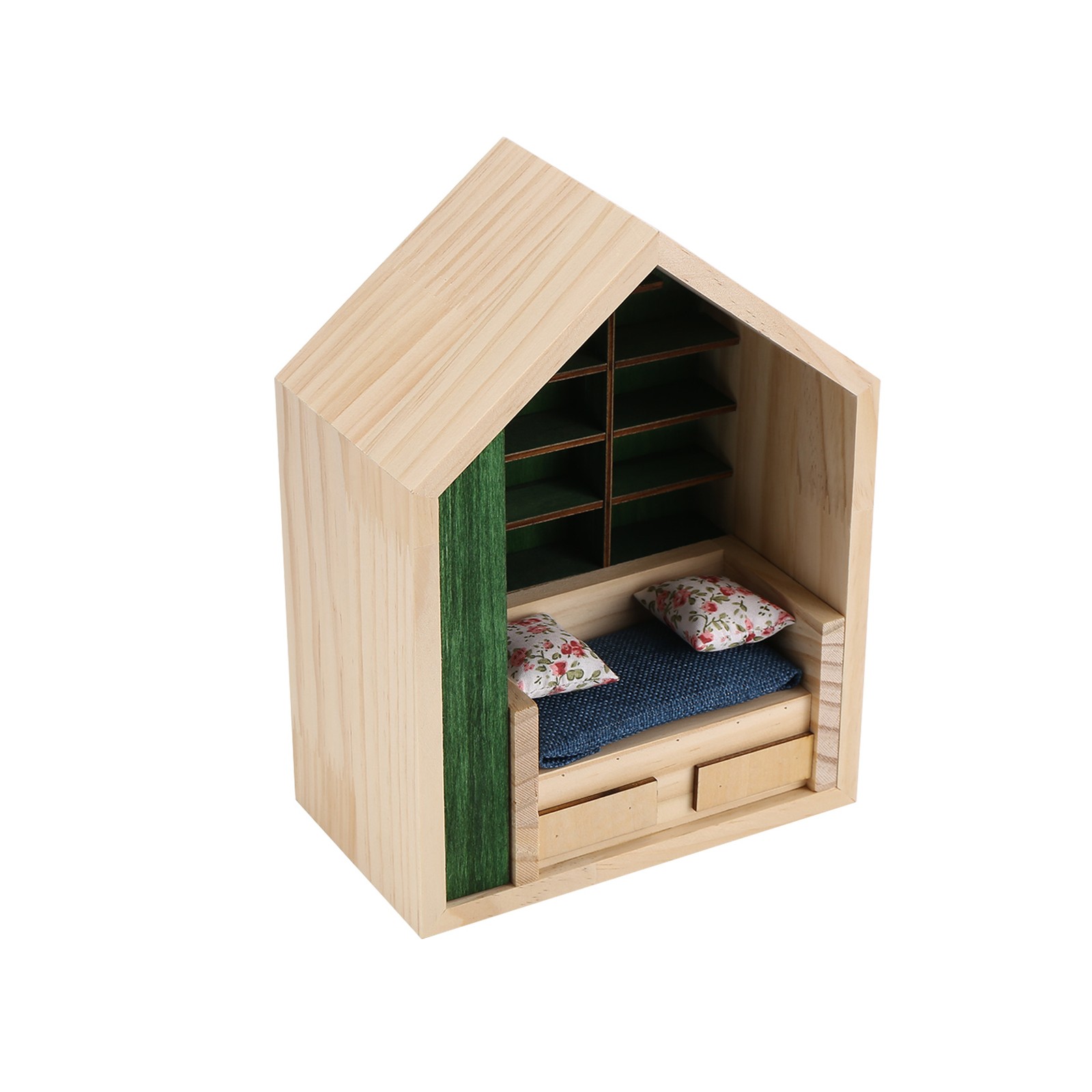 Relief Anxiety Bookshelf Without Book Miniature Wooden Bookshelf Ornament1013