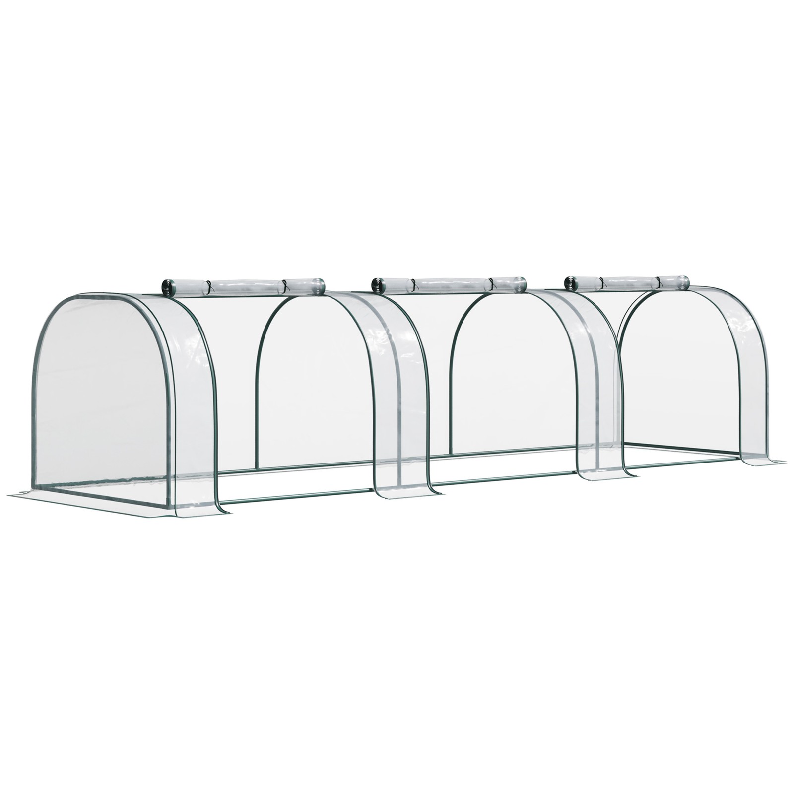 Outsunny Tunnel Greenhouse Steel Frame for Garden Backyard w/ Zipper Doors