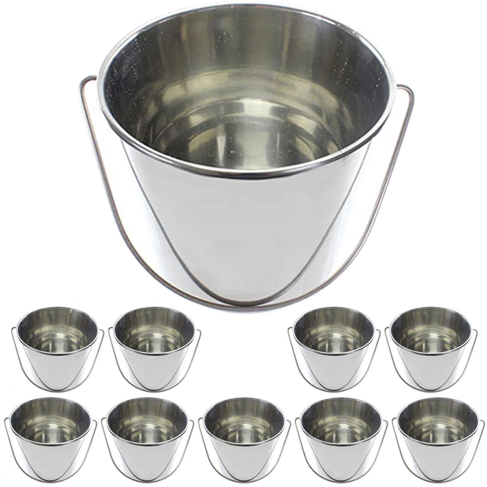 Plant Pot Bucket 12L Stainless Steel Gardening Shrub Flower Planter 12 Litre x10