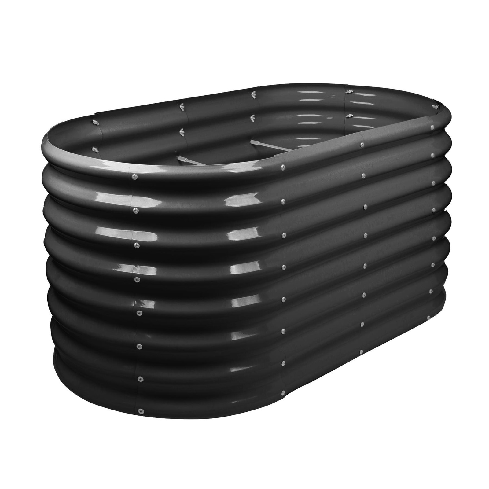 1x Rounded Raised Garden Bed 120cm x 60cm x 60cm Anthracite Galvanised Steel