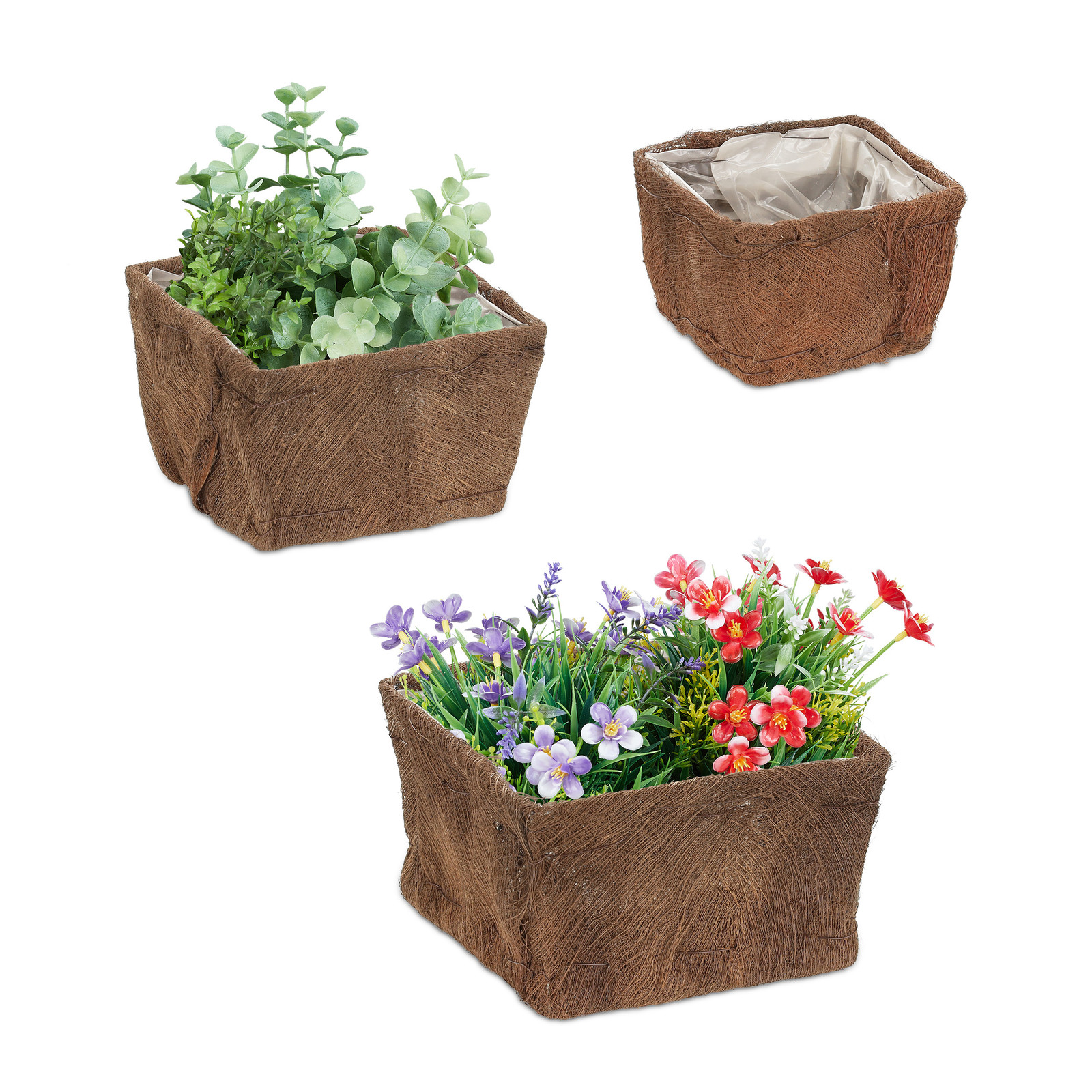 Plants Indoors Balcony Gardening Flowerpot Fibre Foil Lining Firwood Set Coconut