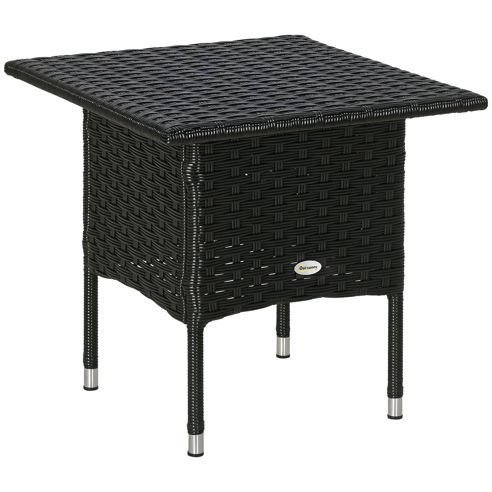 Outsunny PE Rattan Outdoor Coffee Table, Easy Match Rattan Side Table, Black