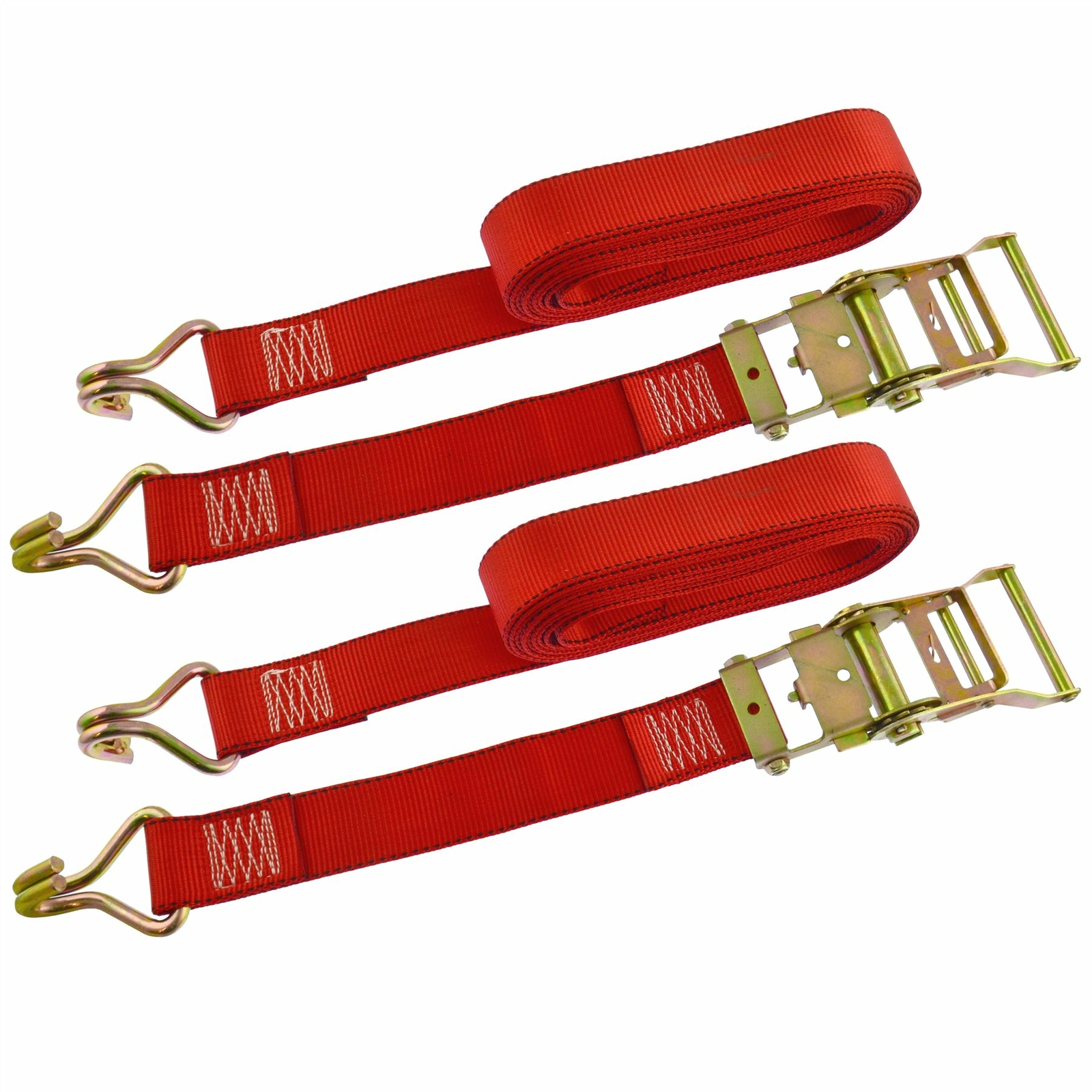 Red Ratchet Strap Tie Down Trailer 5m Hook Cargo Strap 750kg Lashing x 2 (Pair)