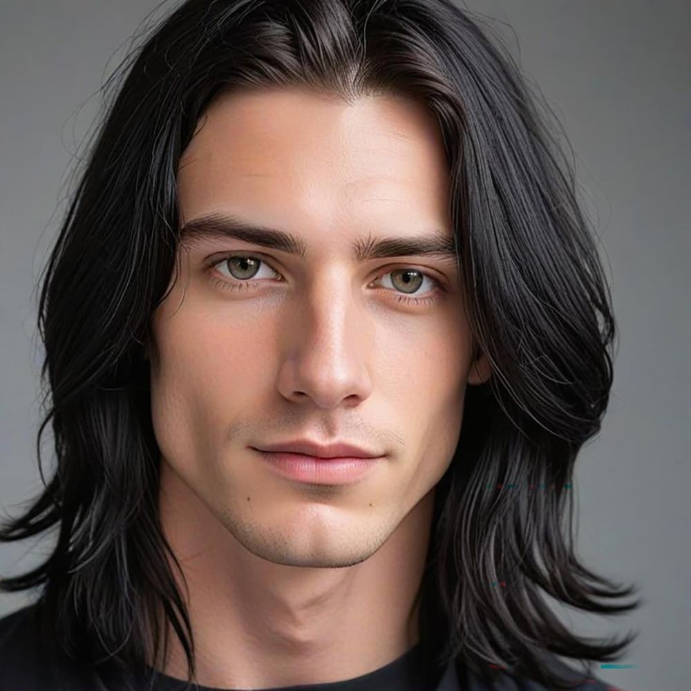 Short Straight Black Wigs for Men Natural Synthetic Halloween Replacement Hair