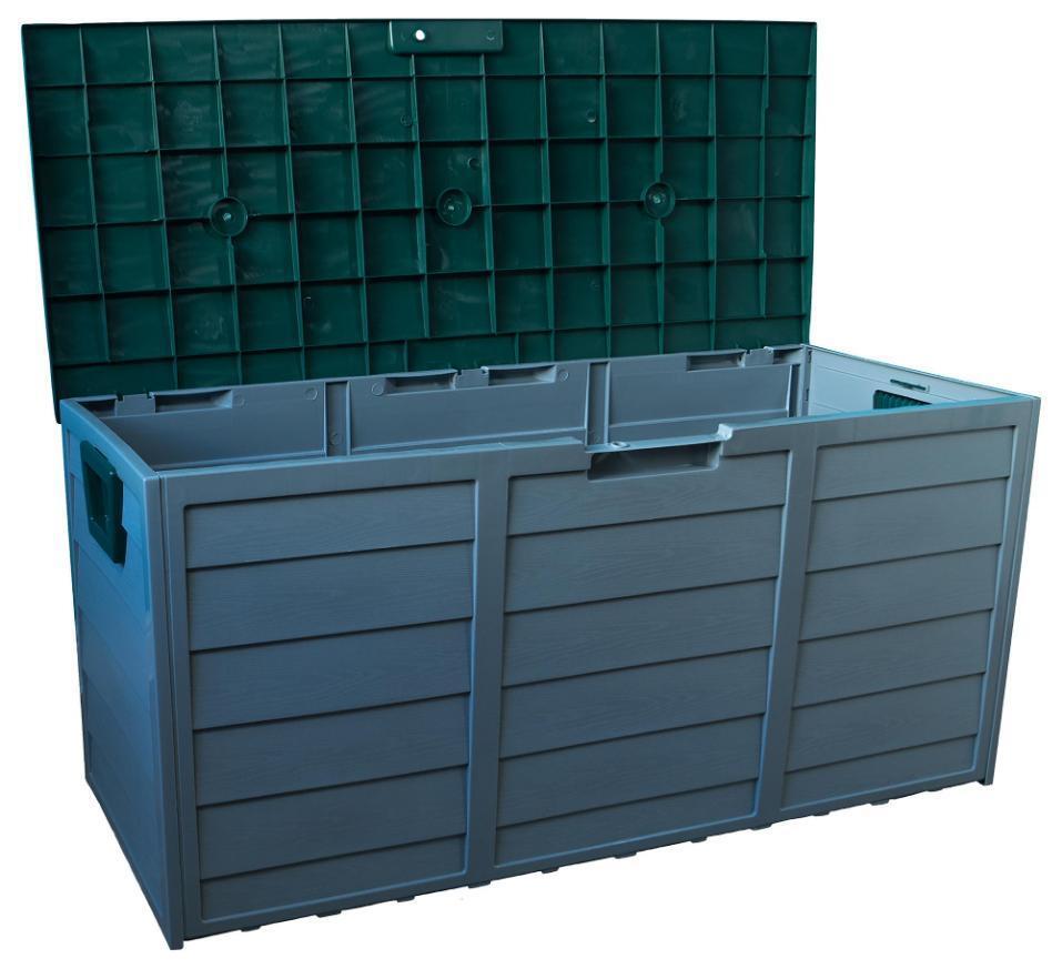 Wooden Panel Effect Outdoor Garden Storage Box, 296L GH366