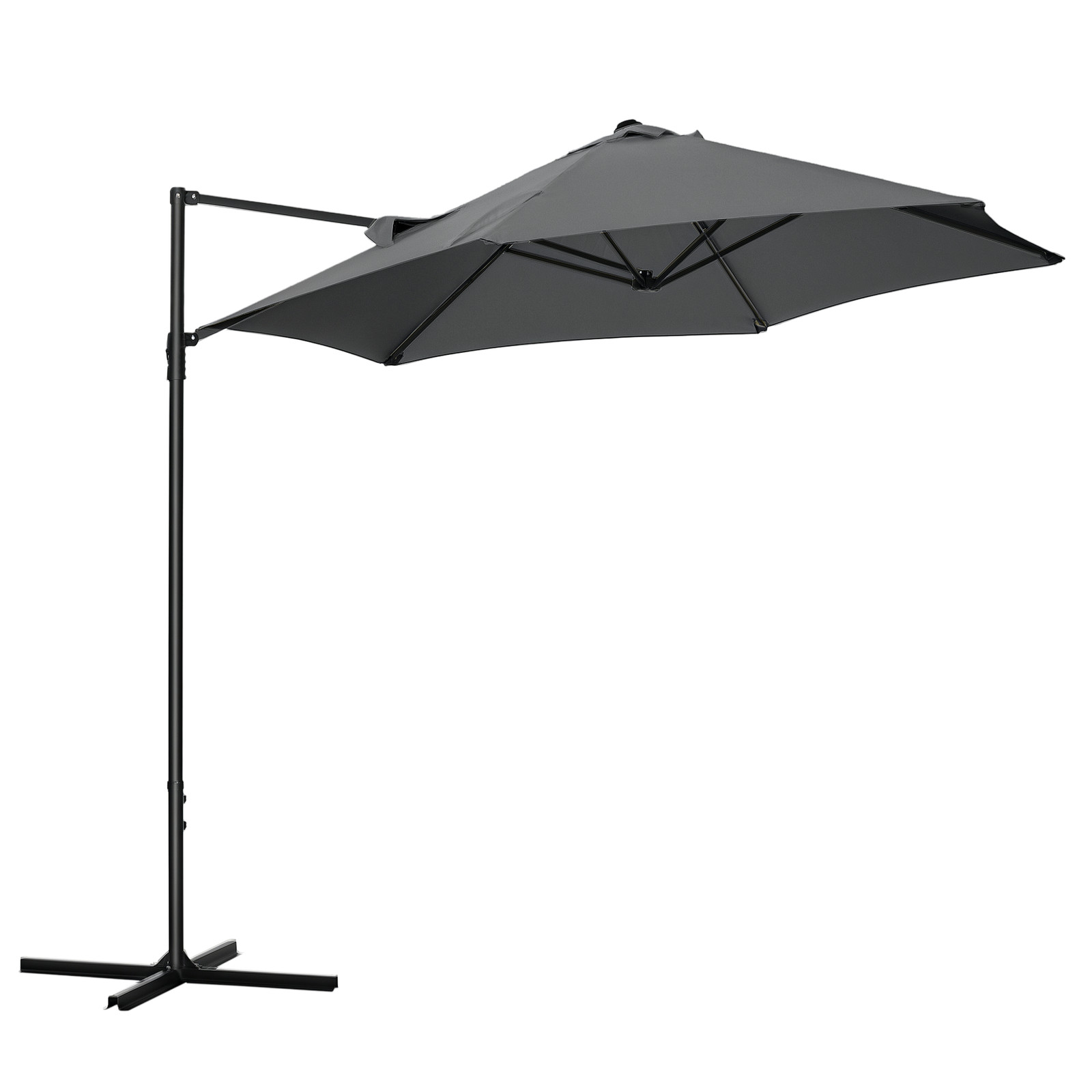 Outsunny 2.5M Offset Roma Patio Umbrella W/ 360-Degree Rotation, Dark Grey