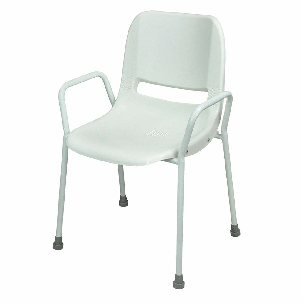 Portable Moulded Shower Chair - Tubular Steel Frame - 410mm Height - Stackable