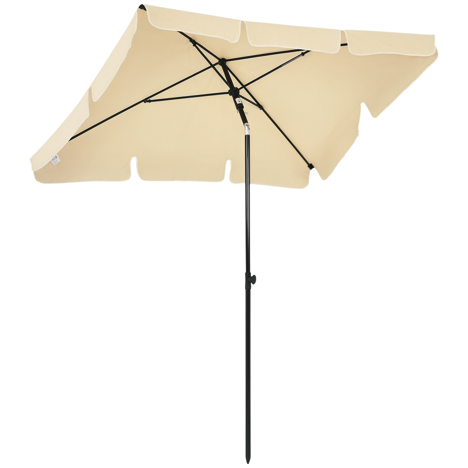 Outsunny Aluminium Sun Umbrella Parasol Patio Rectangular 2M x 1.3M Beige