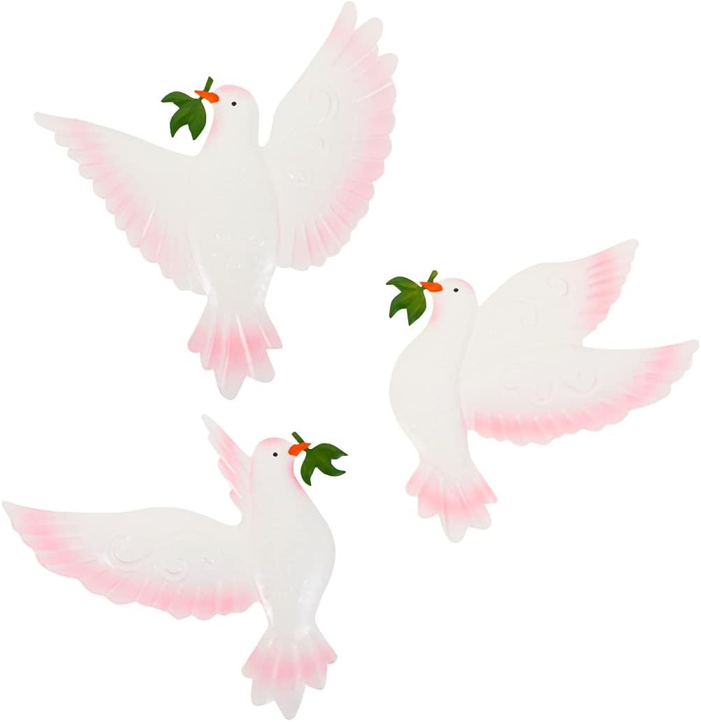 Zayookey 3Pcs Dove of Peace Outdoor Garden Wall Art Decor Metal Wall Sculptures