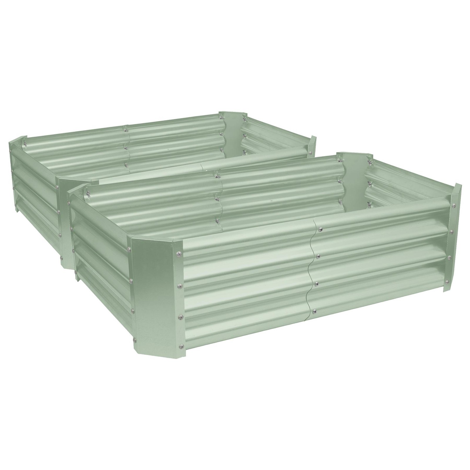 2x Green 120cm x 60cm Rectangle Galvanised Steel Raised Garden Beds Planter Box