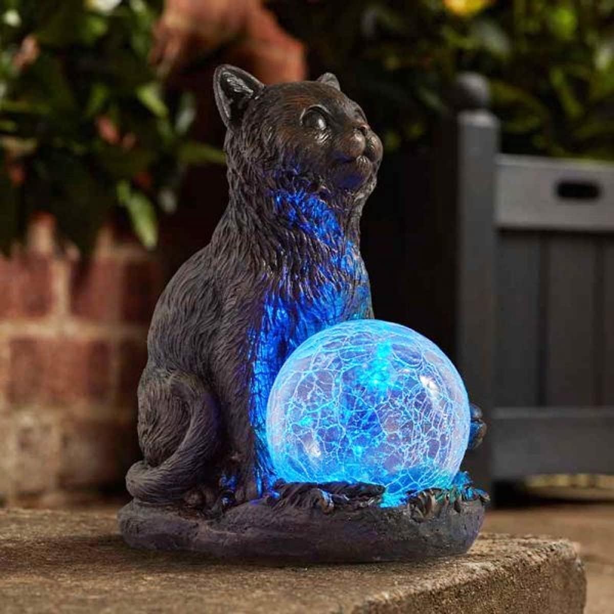 Garden Mile Novelty Cat Garden Ornaments Outdoor Solar Powered Ornaments Cat St
