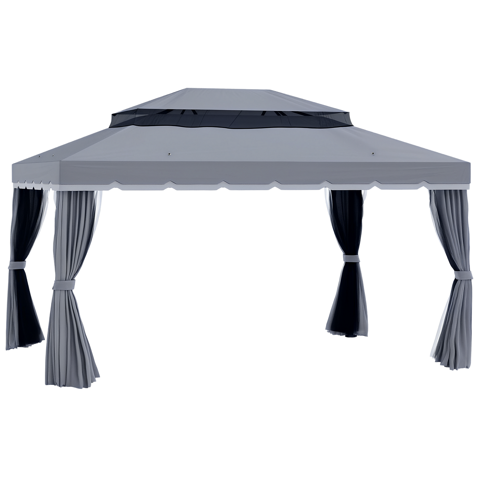 Outsunny 3x4m 2-Tier Gazebo Aluminium Garden Marquee Party Tent Dark Grey