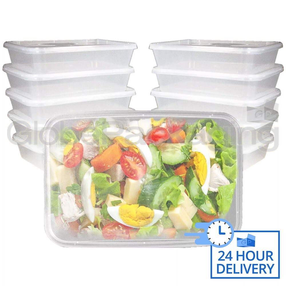 500 x PLASTIC 500ml MICROWAVE FOOD TAKEAWAY CONTAINERS