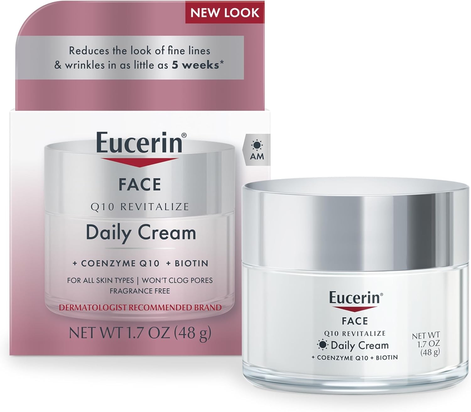 Eucerin Q10 Anti-Wrinkle Face Cream, Unscented Face Cream for Sensitive Skin, 1
