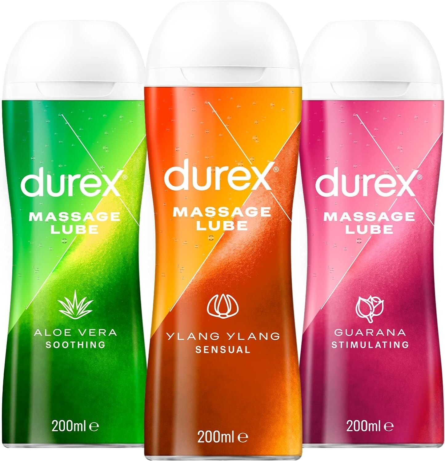 Durex Lubes, Bundle of Massage lubricants, 3 x 200 ml (Packaging May Vary)