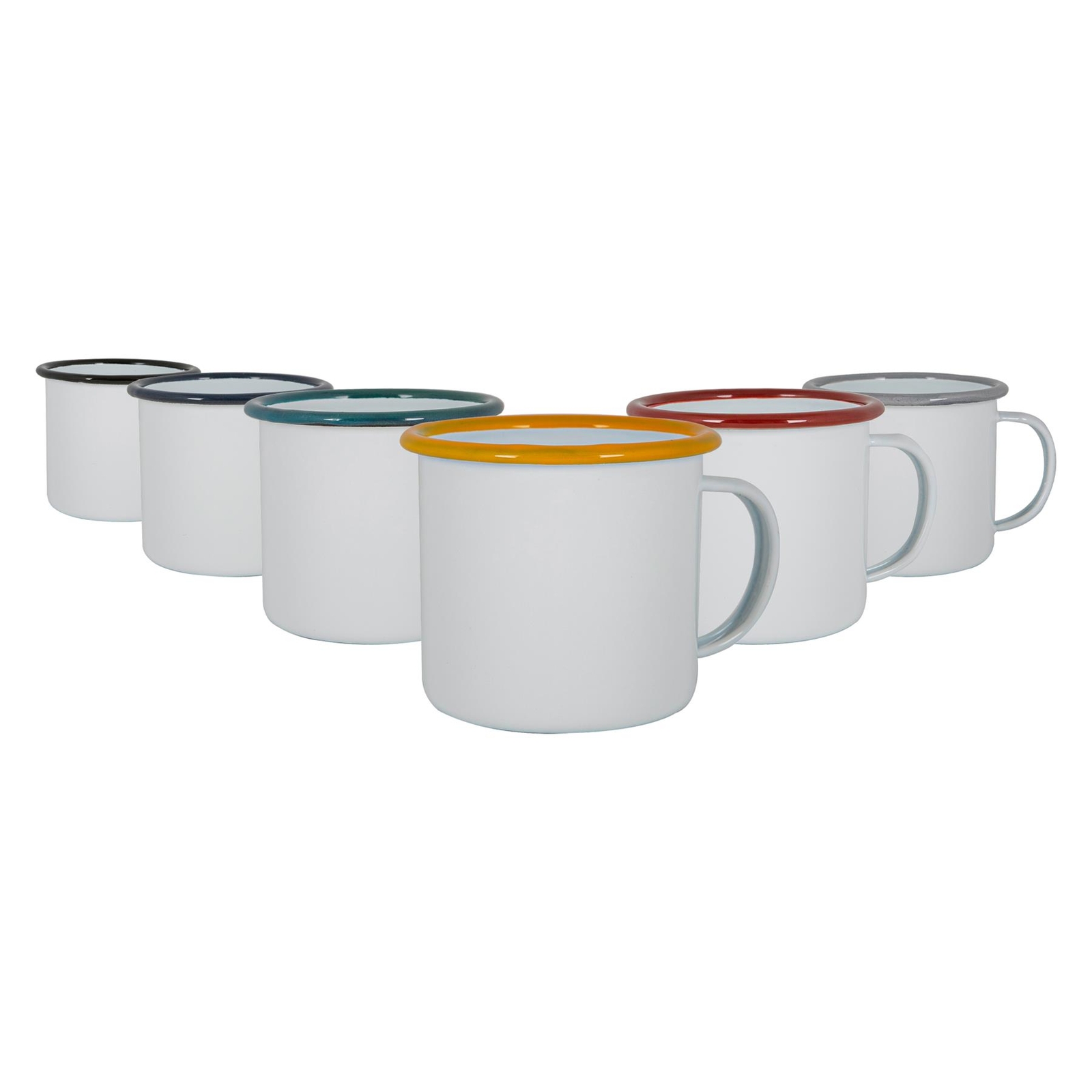 White Enamel Mugs Metal Camping Tea Coffee Hot Drinks Cups Set 375ml 6 Colours