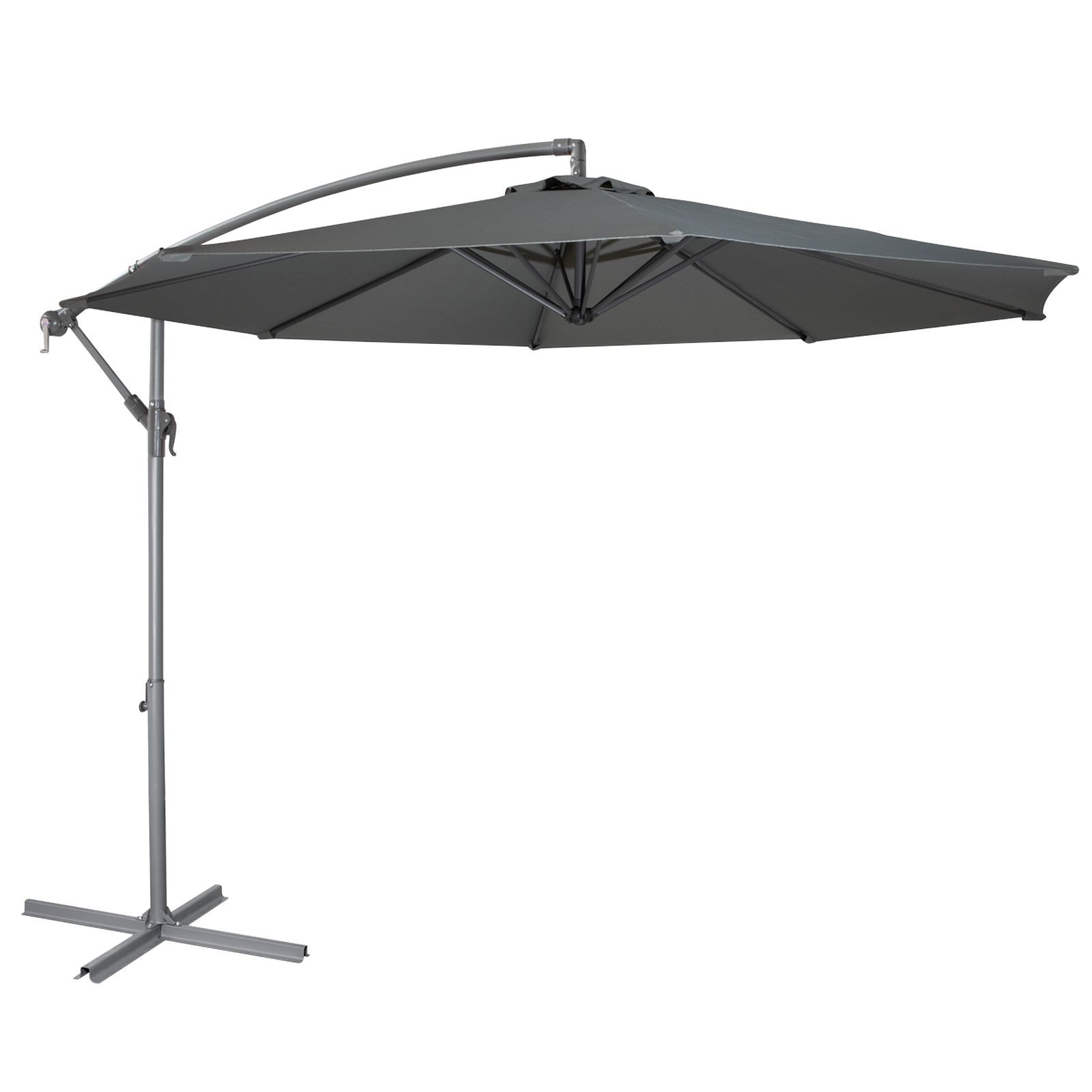 Dellonda Ø3m Banana Parasol/Umbrella Garden Patio Cover Grey Canopy - DG264