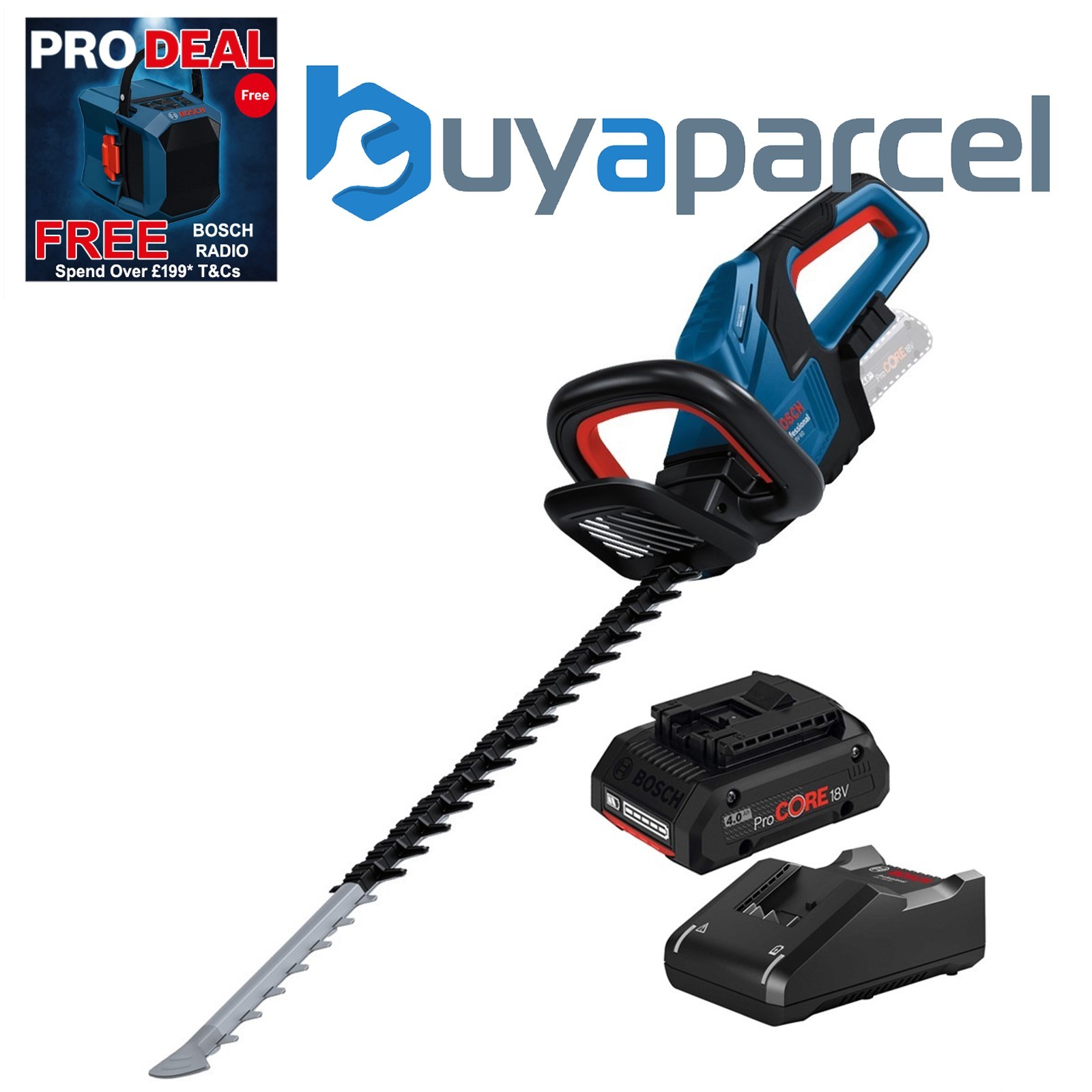 Bosch GHE 18V-60 18V PRO Cordless Brushless Hedge Trimmer 1x 4.0ah ProCore